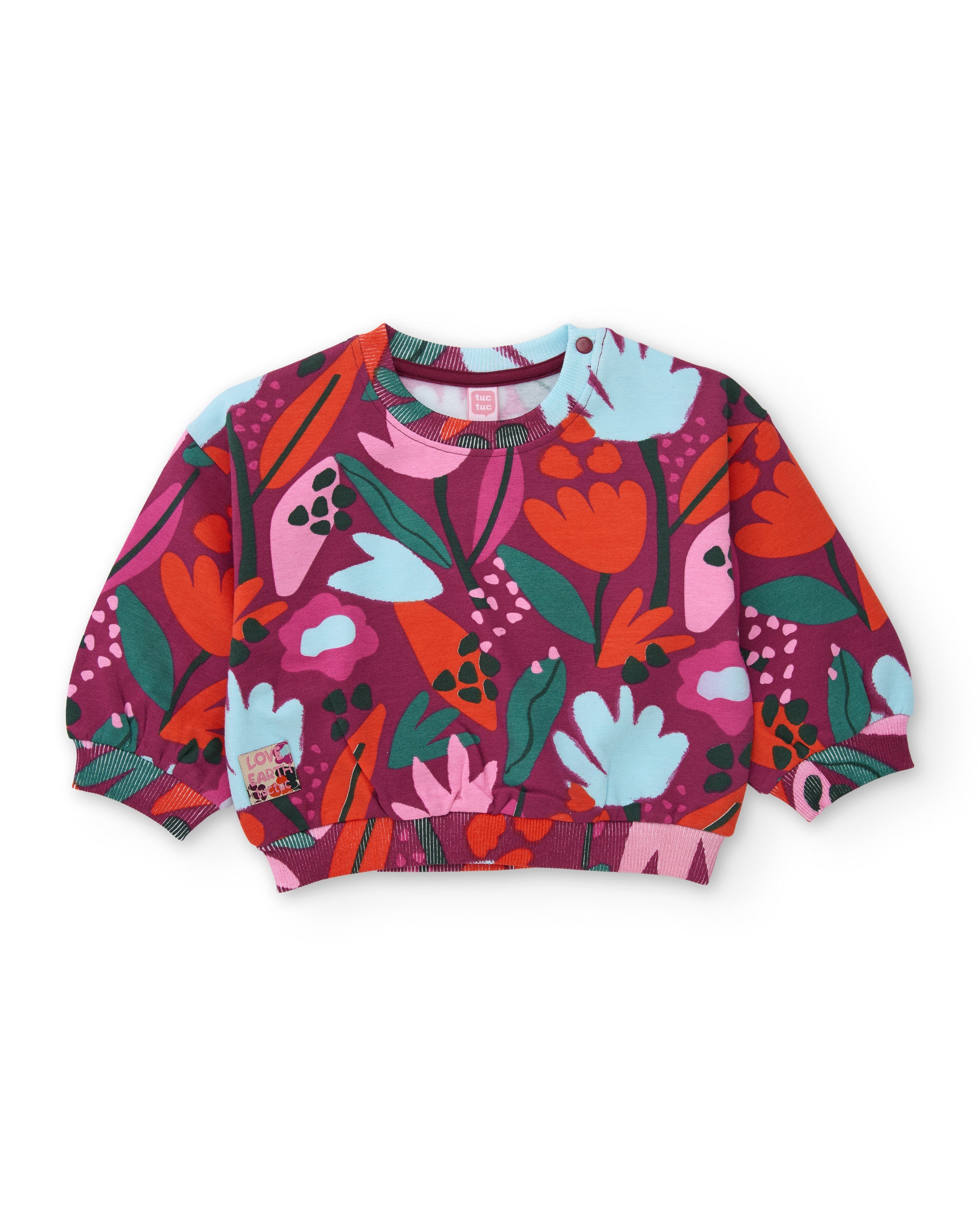 Conjunto de niña de felpa con sudadera floral y falda a juego