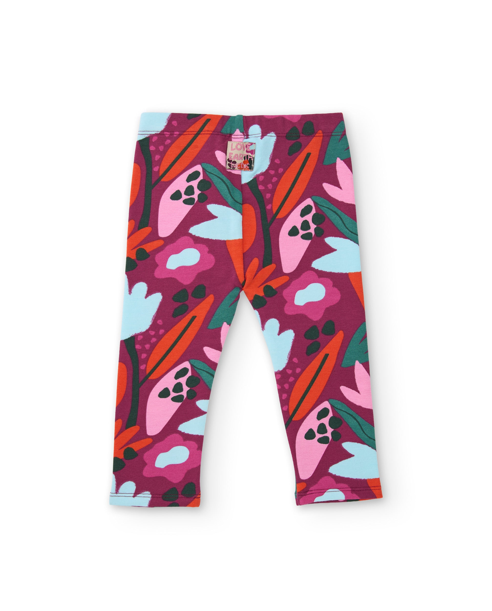 Leggings de niña de felpa con estampado floral y tejido elástico