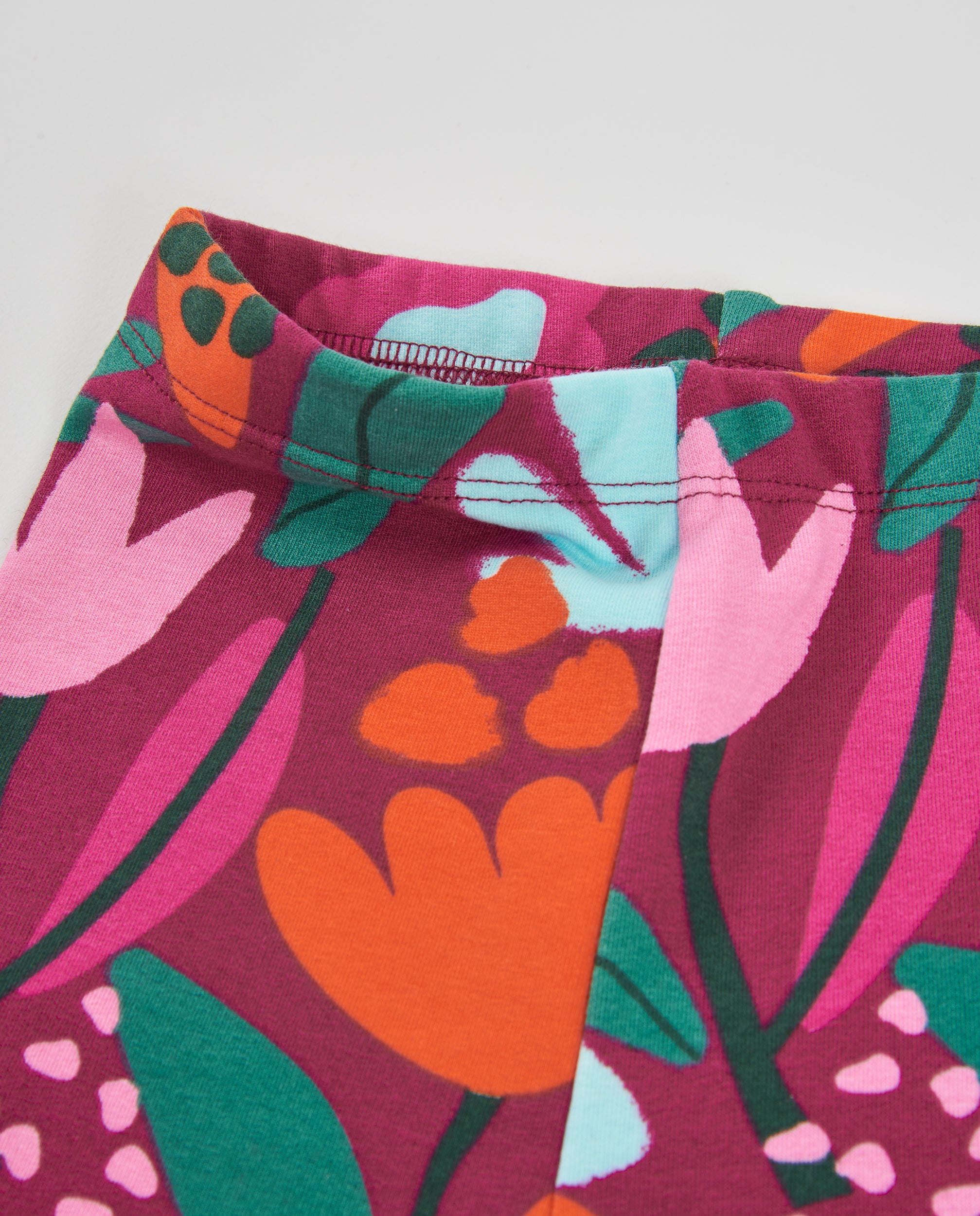 Leggings de niña de felpa con estampado floral y tejido elástico