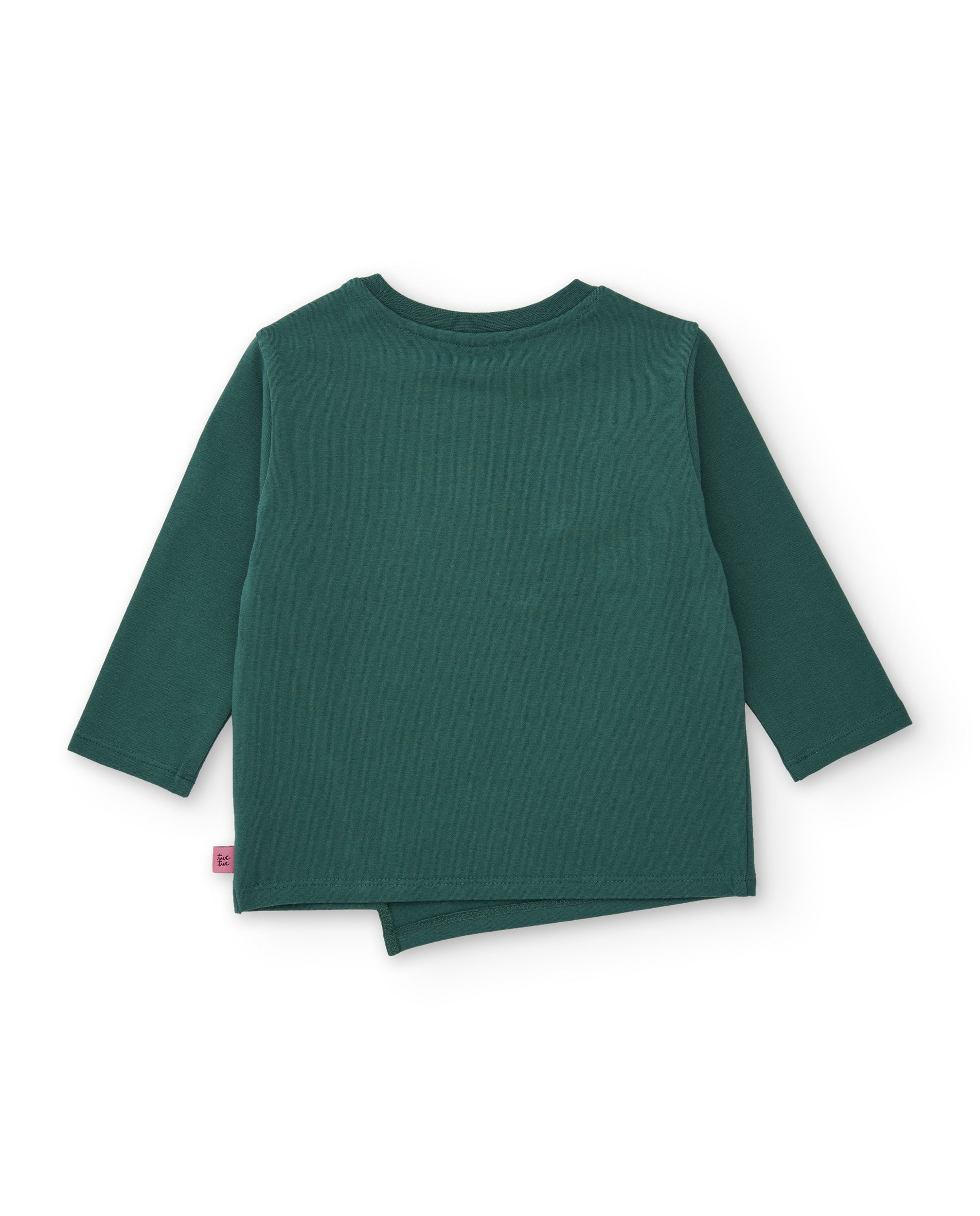 Camiseta de niña de punto con pompones en relieve y estampado floral