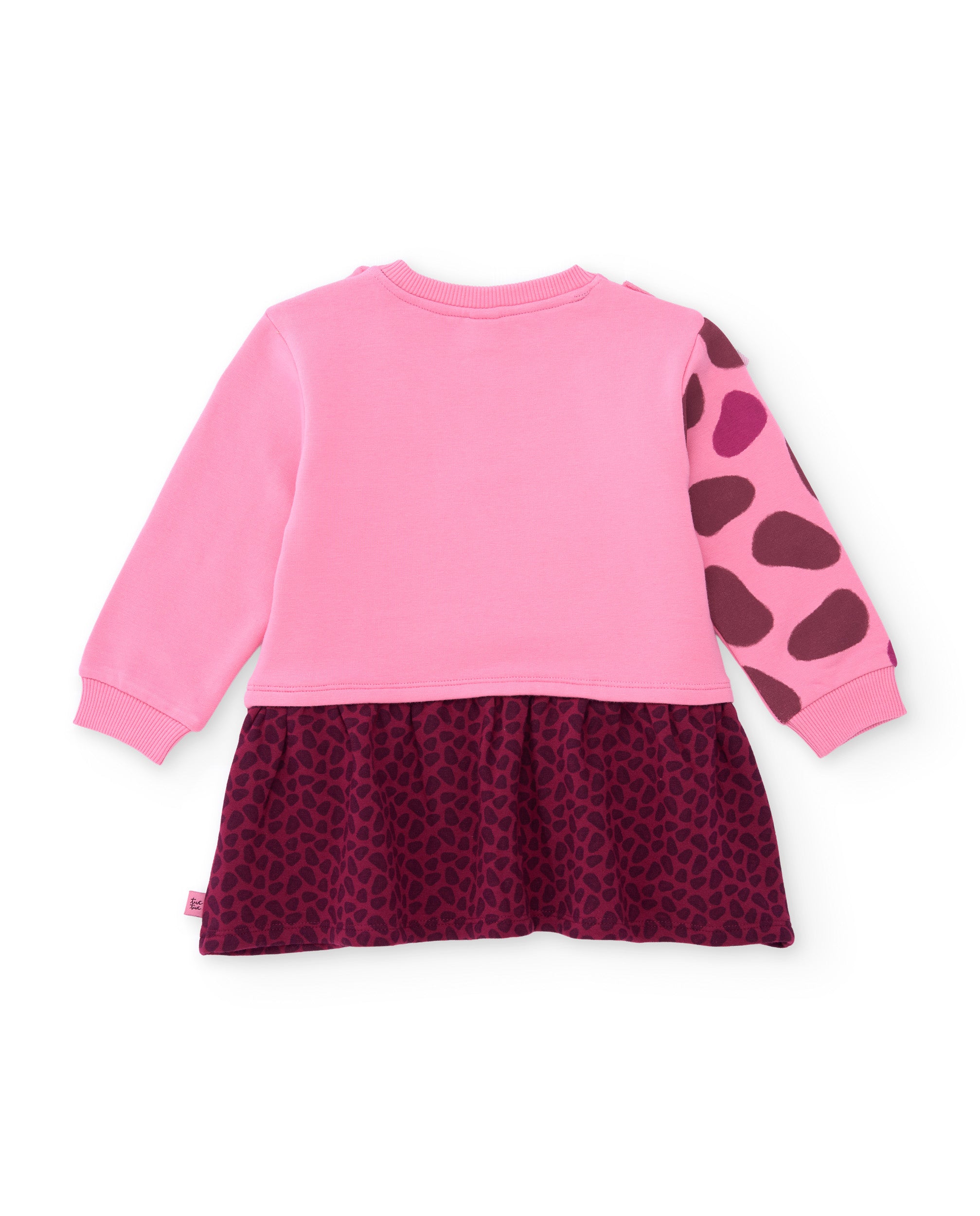 Vestido de niña de felpa con estampado animal print y falda de tul