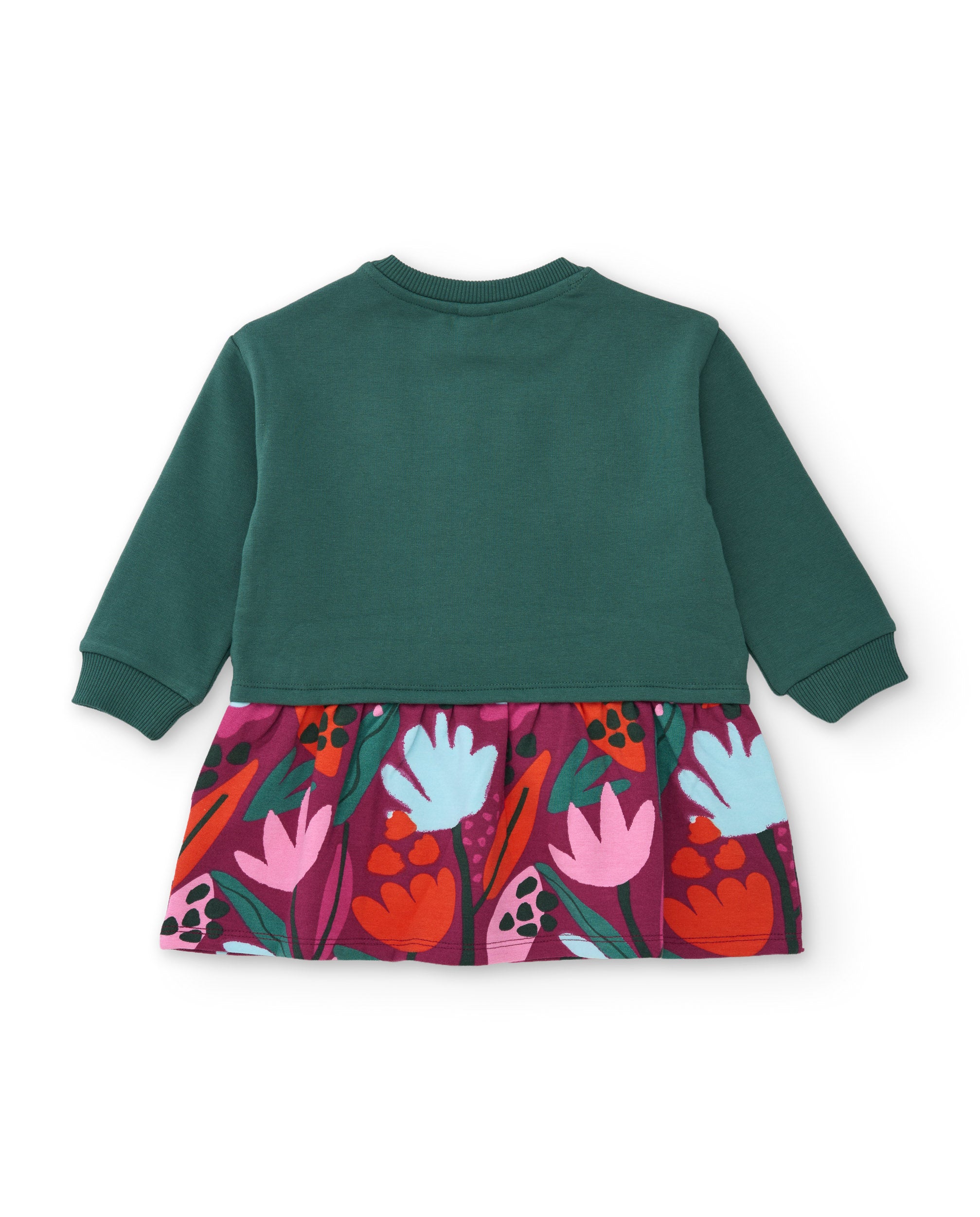 Vestido de niña de felpa con detalle de corazones y estampado floral