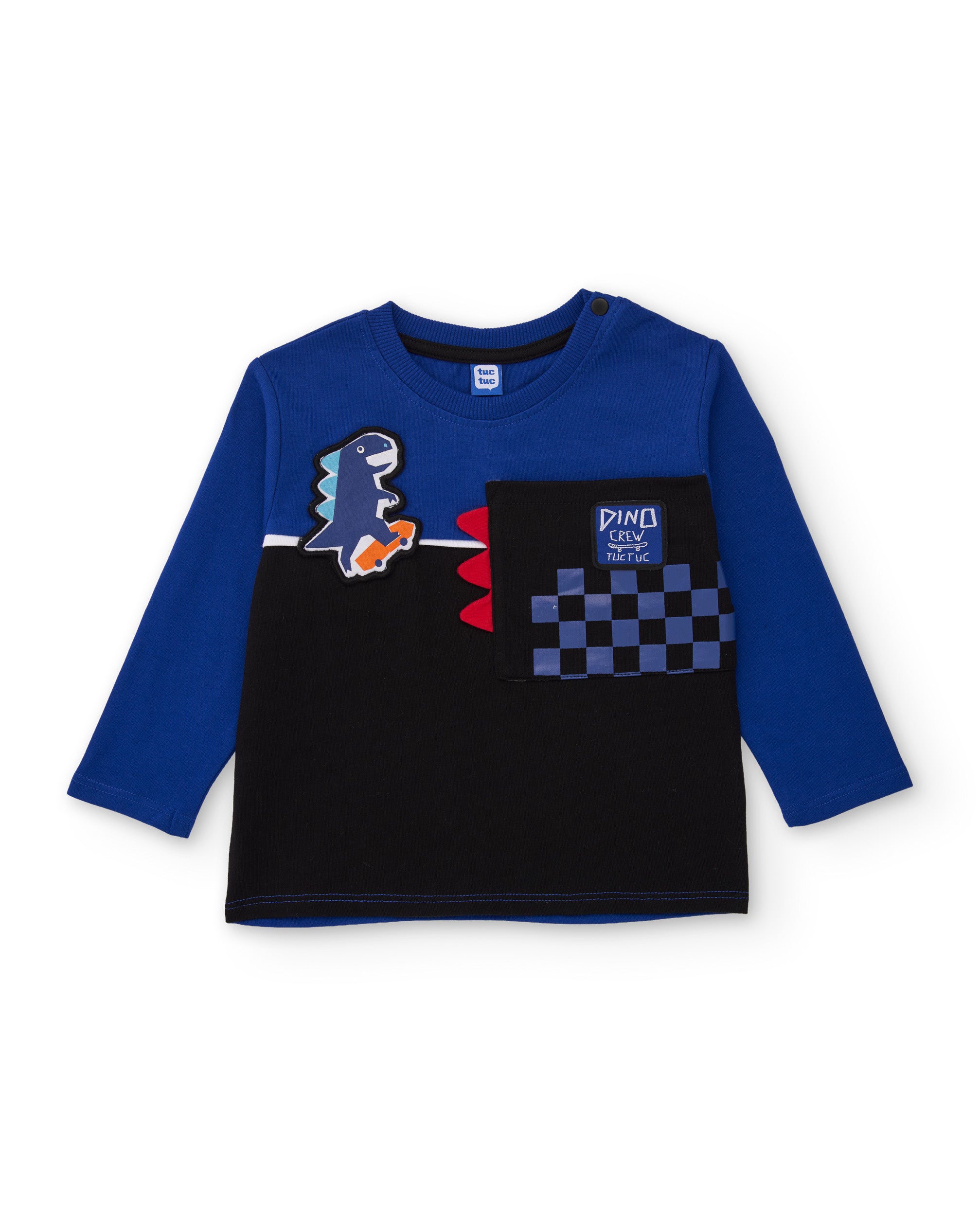 Camiseta de niño de punto con motivo de dinosaurio y manga larga