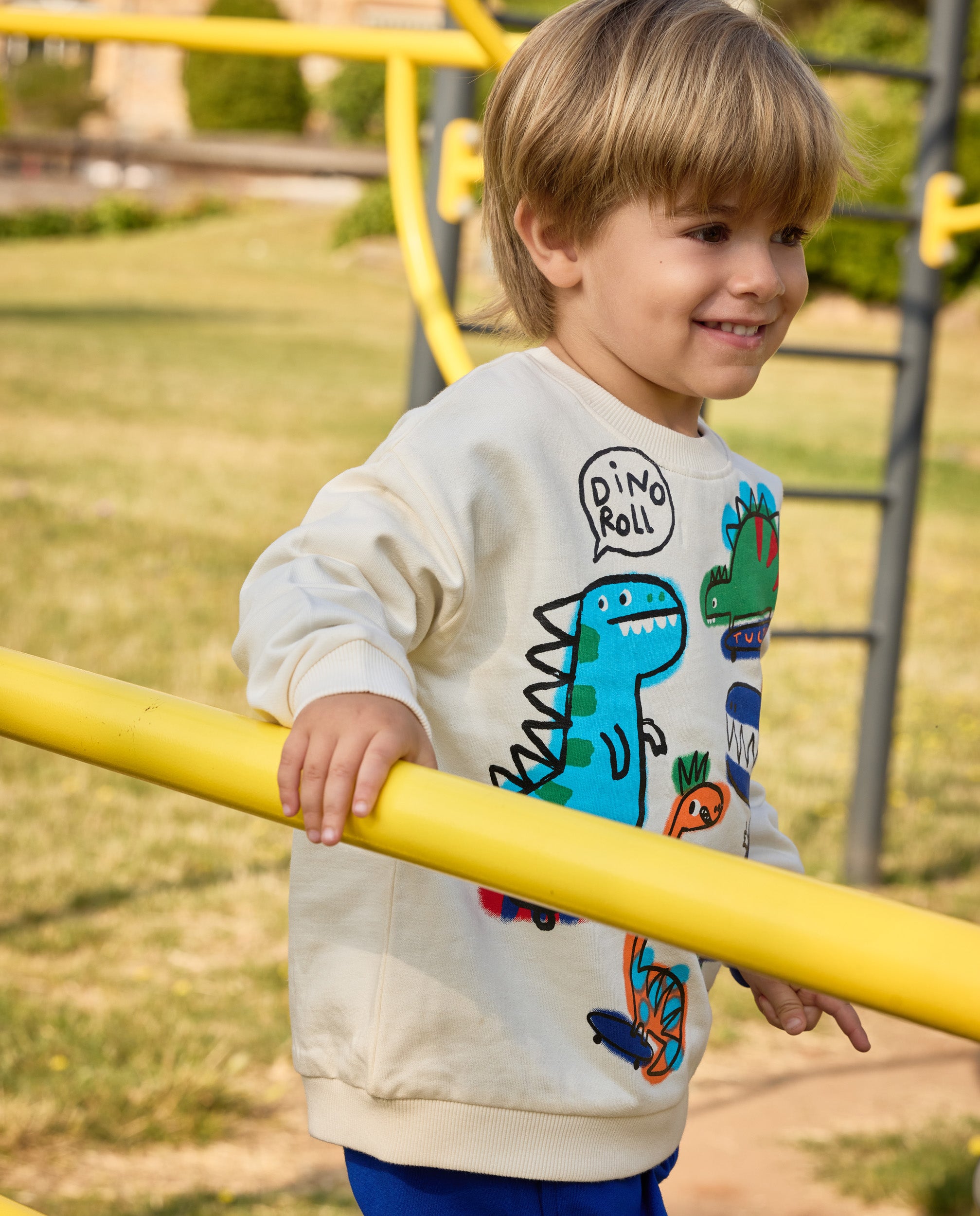 Sudadera de niño de felpa con gráficos dinosaurios y tacto cálido