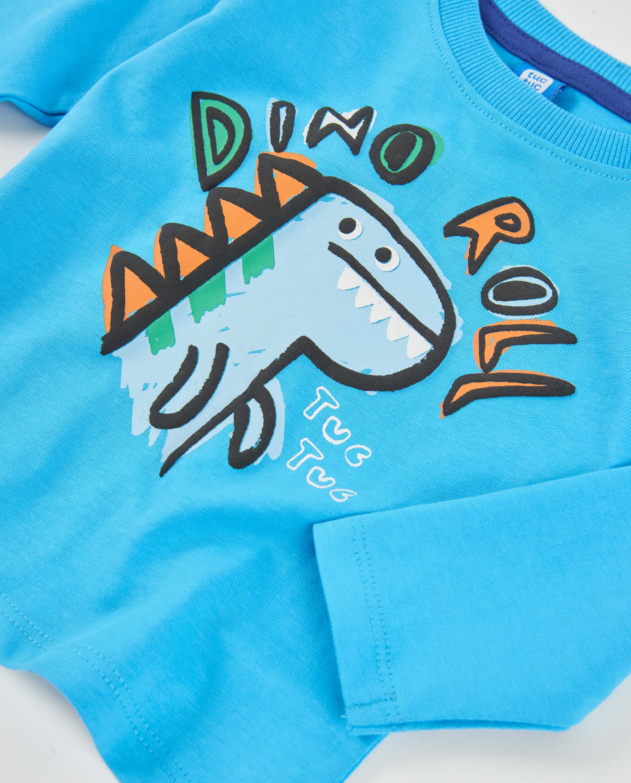 Camiseta de niño de punto con ilustración dinosaurio y manga larga