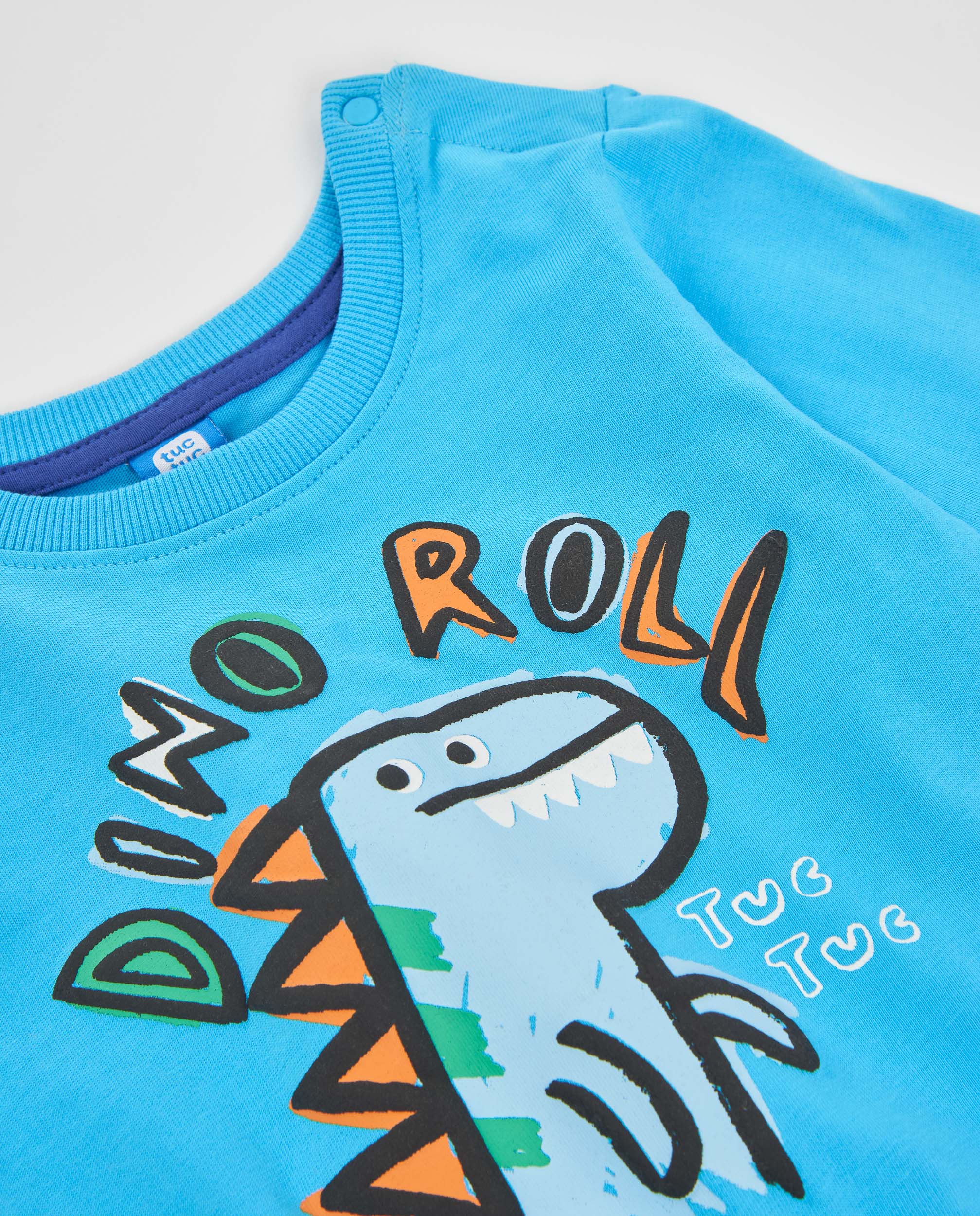 Camiseta de niño de punto con ilustración dinosaurio y manga larga