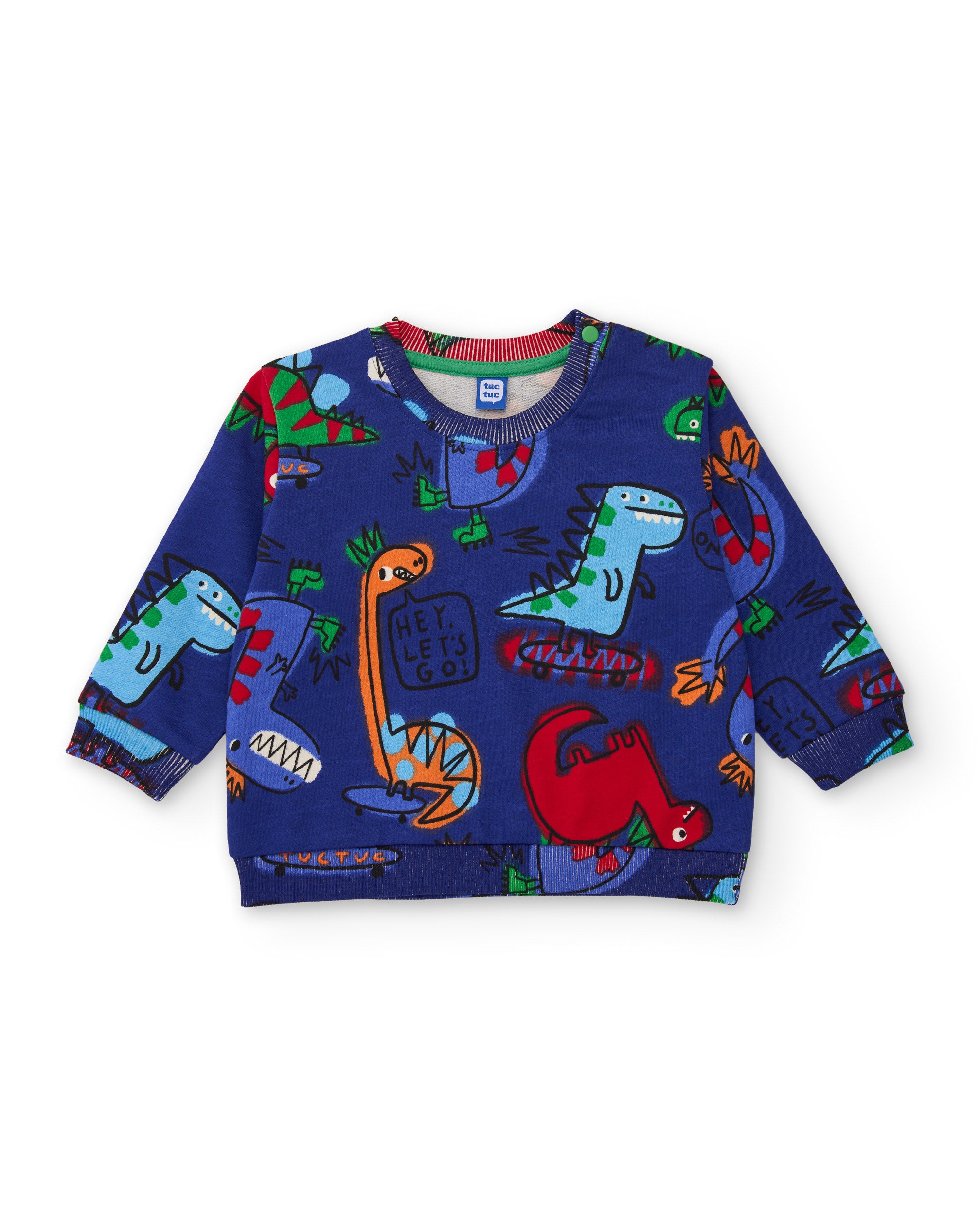 Sudadera de niño de felpa con print de dinosaurios y colores vivos