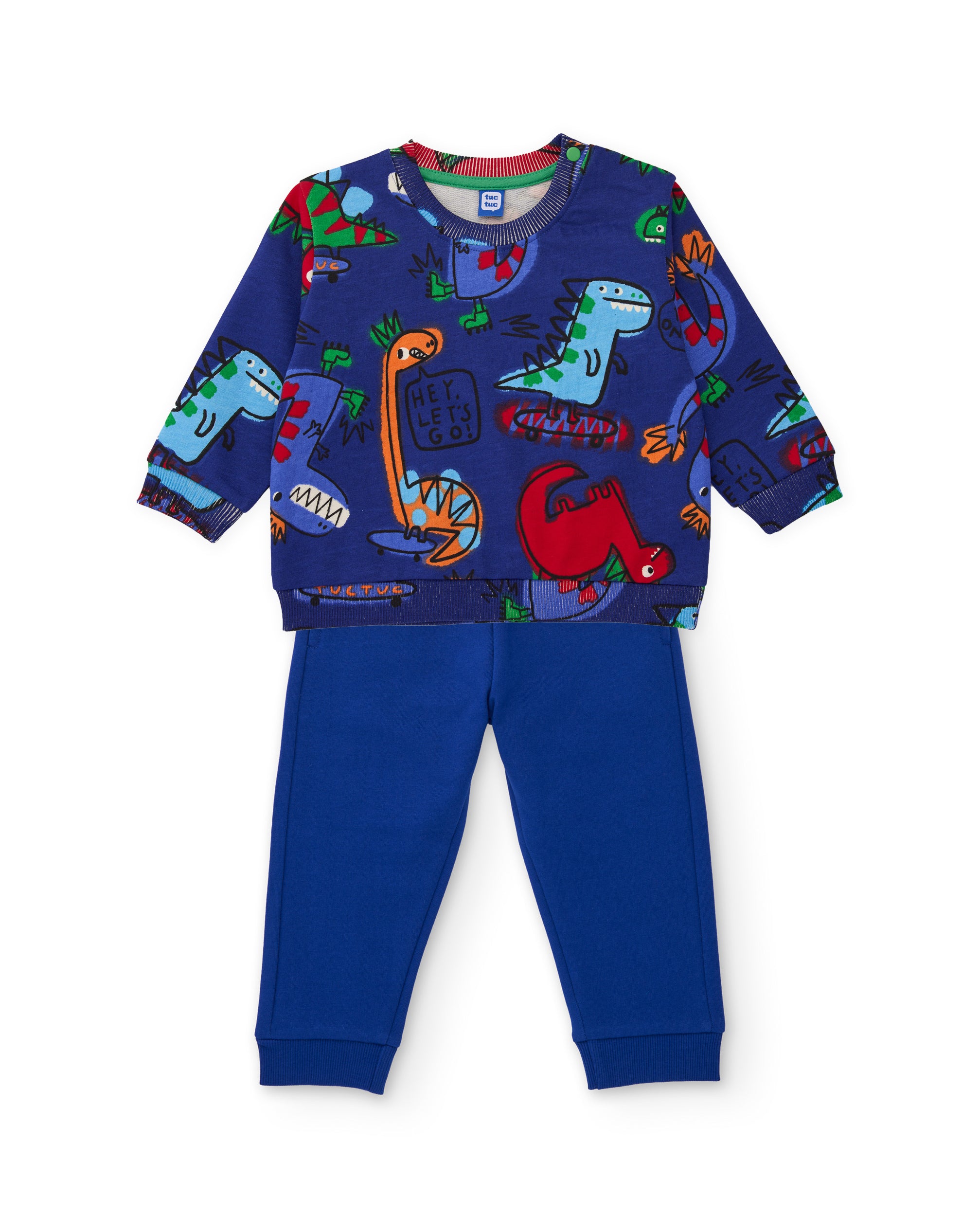 Conjunto de niño de felpa con sudadera de estampado de dinosaurios y pantalón