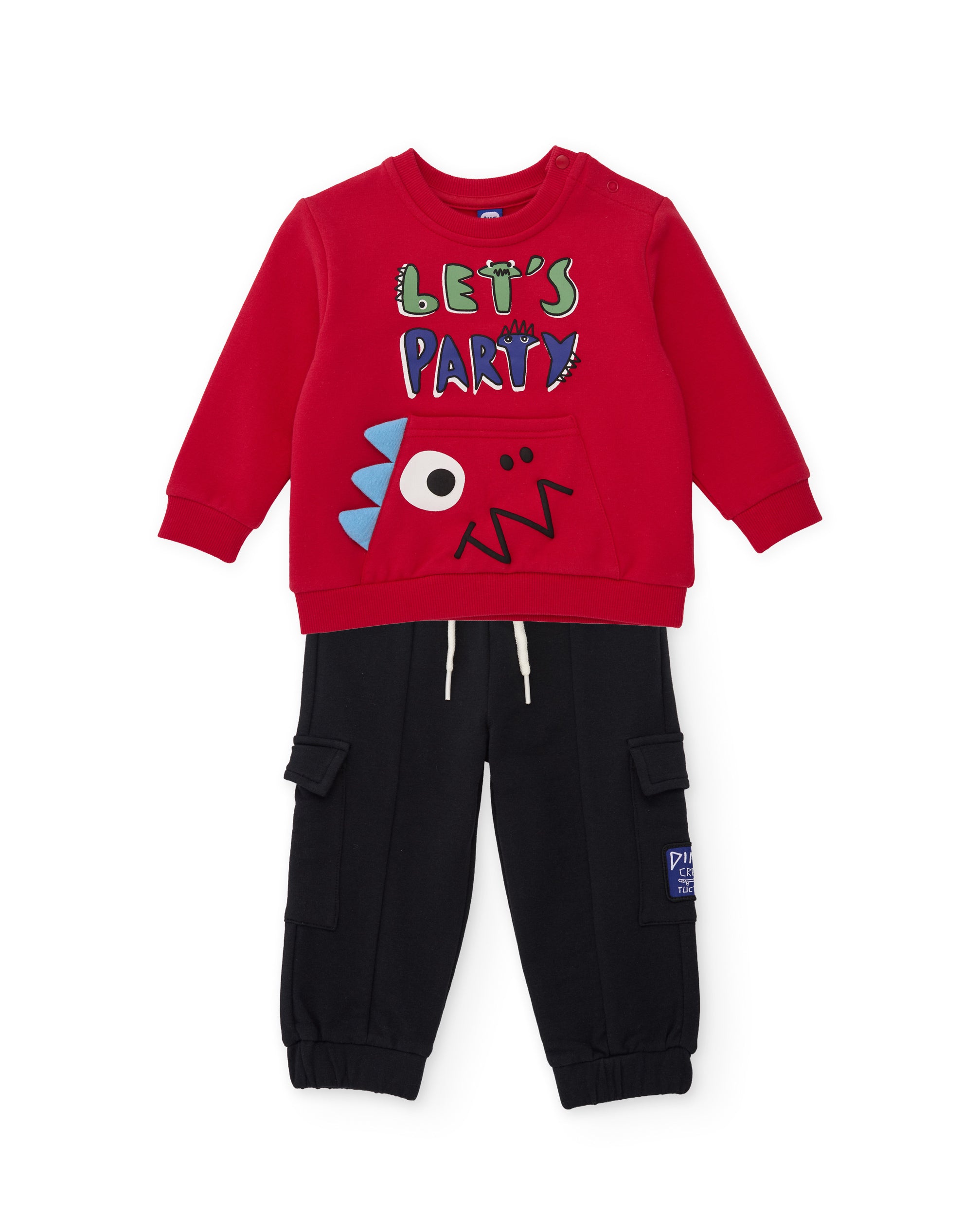 Conjunto de niño de felpa con sudadera de mensaje y pantalón a juego