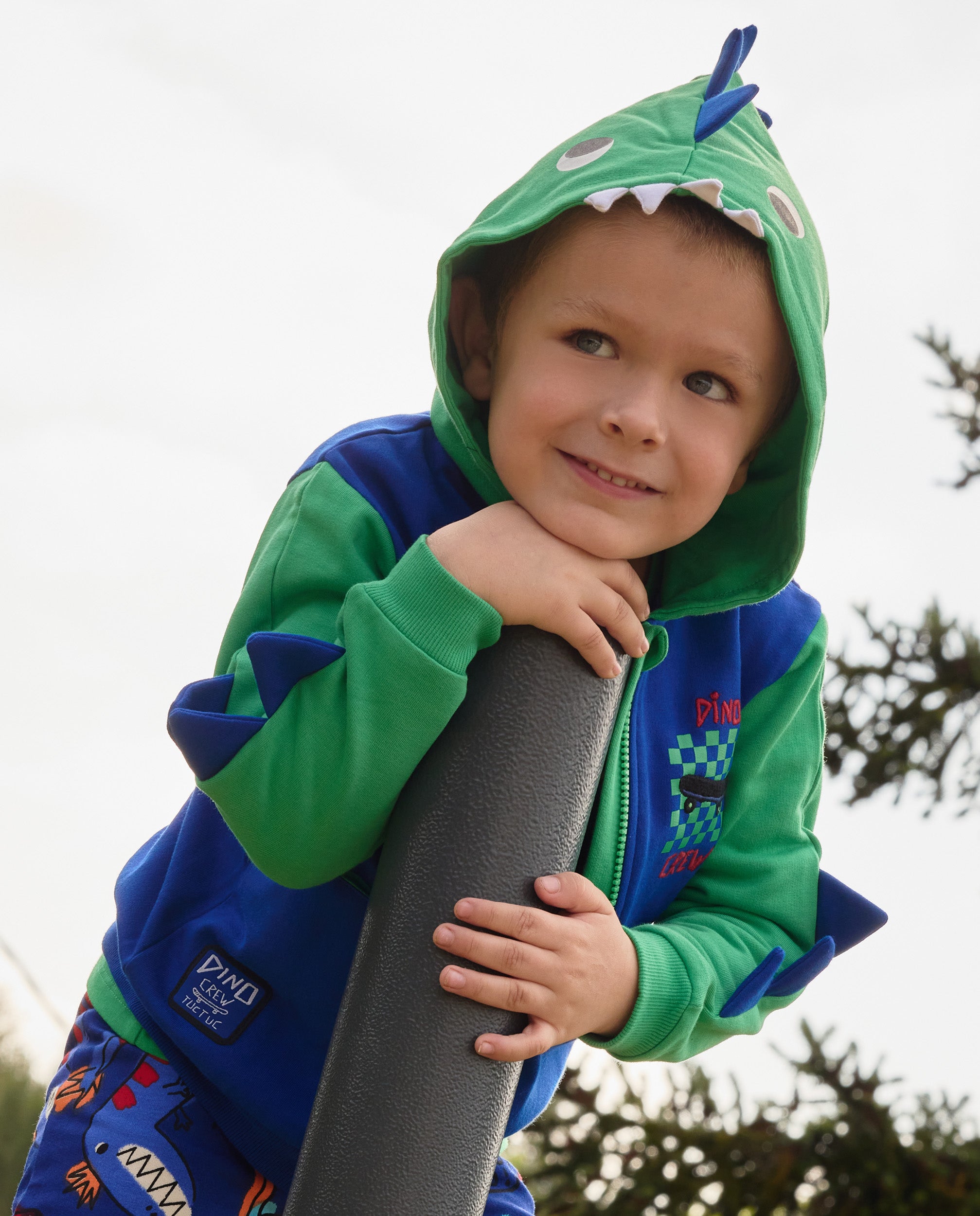 Sudadera de niño de felpa con capucha y diseño de dinosaurio