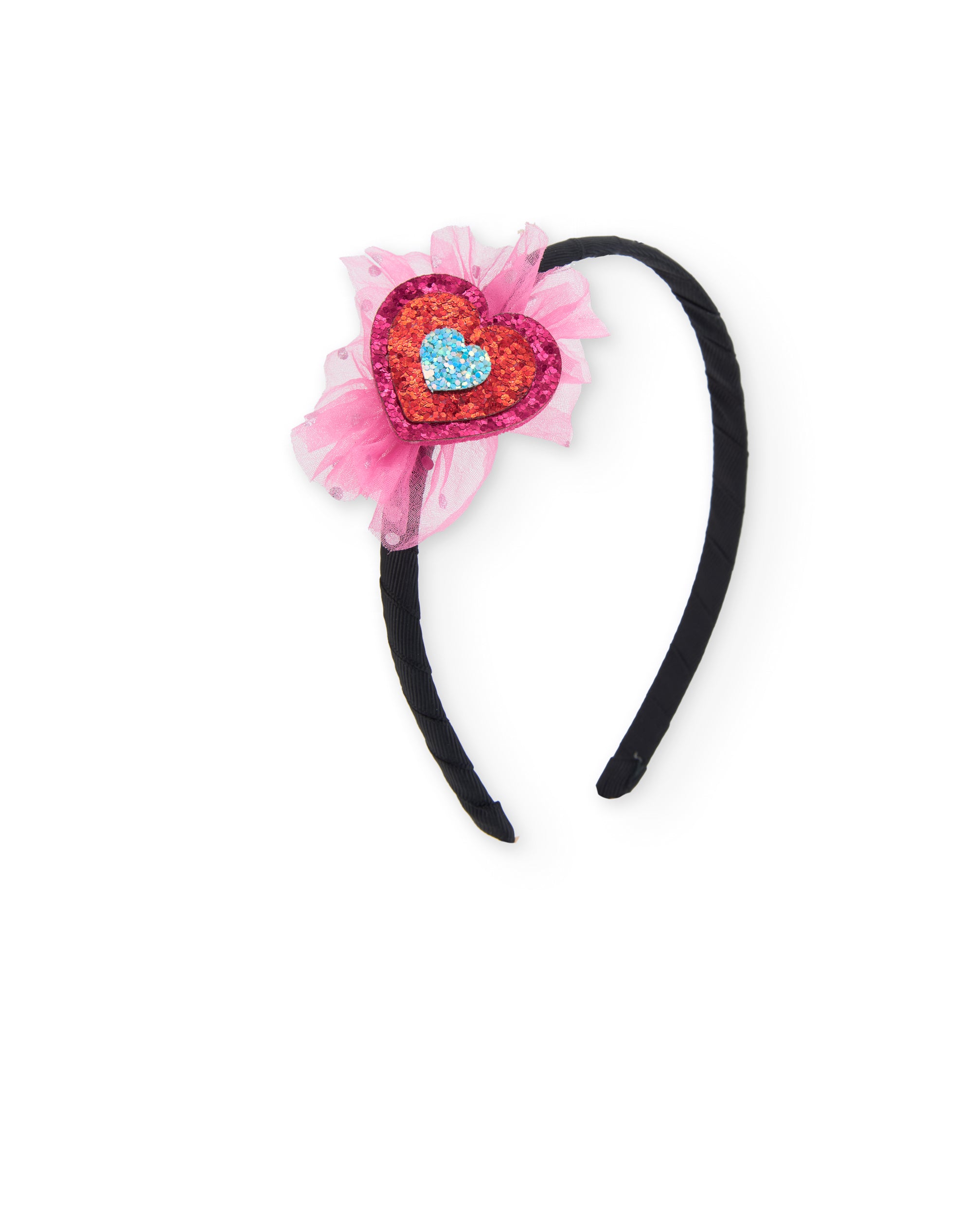 Diadema de niña rígida con adorno de corazón y diseño elegante