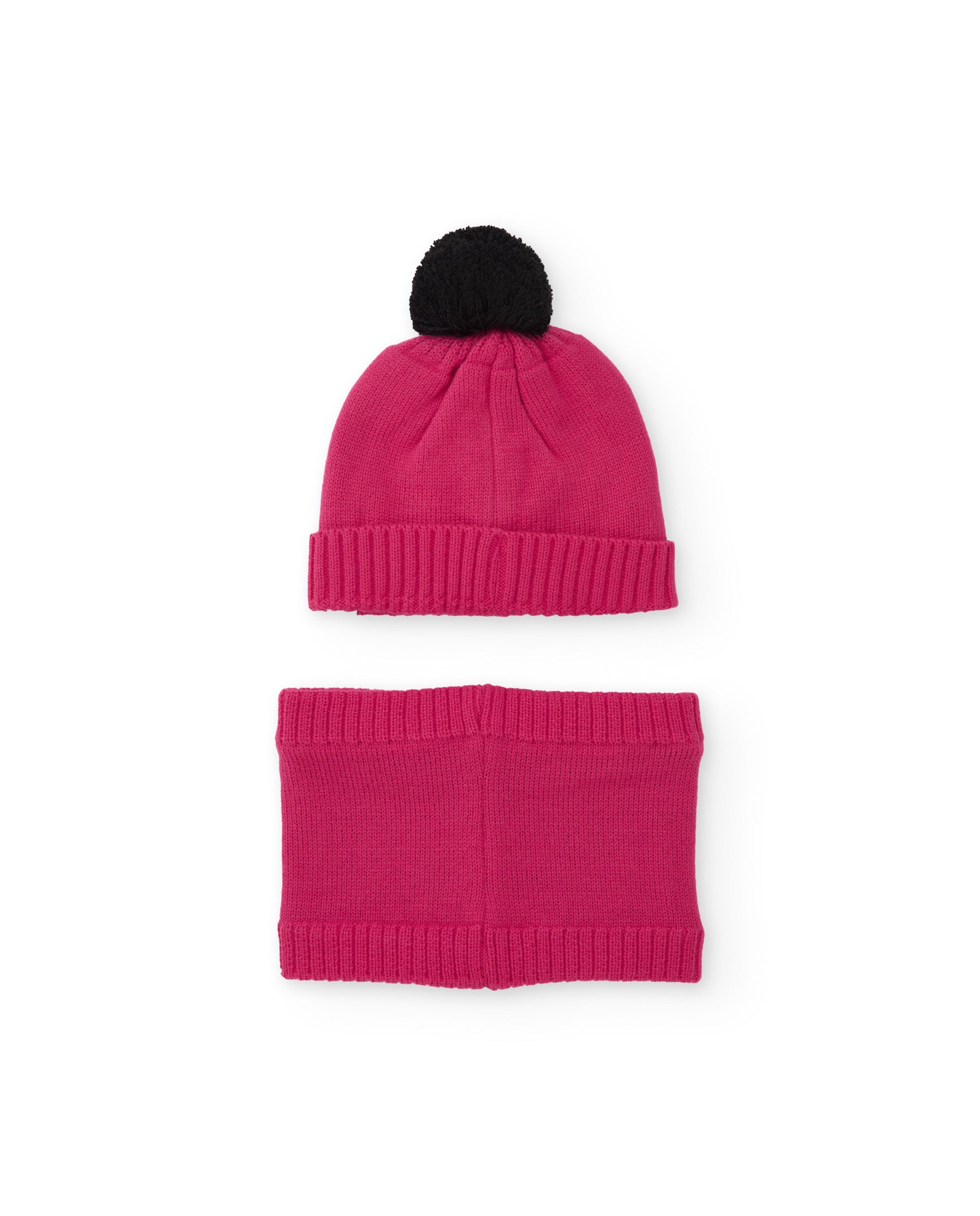 Set de niña de tricot con gorro y braga de cuello de dinosaurio