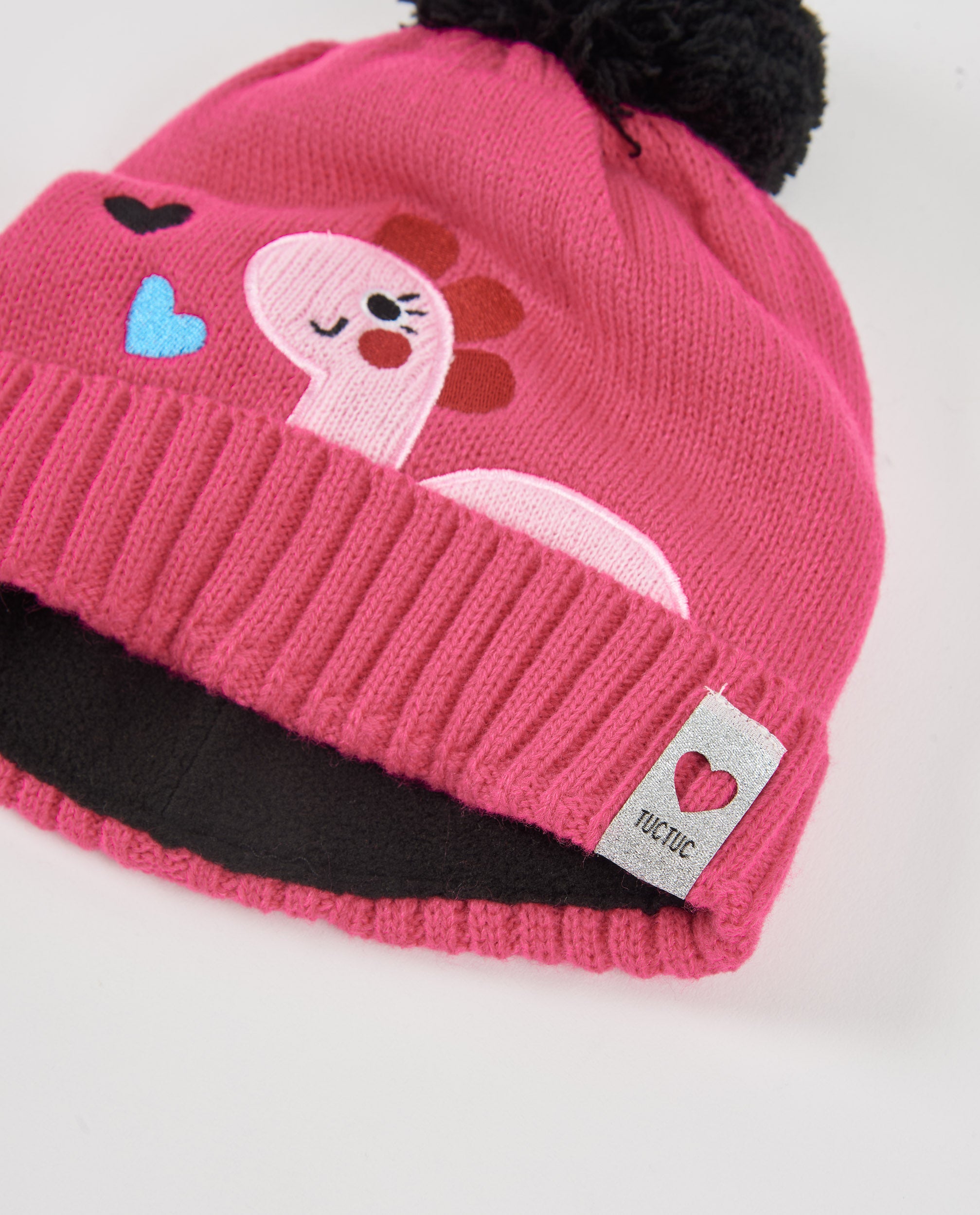 Set de niña de tricot con gorro y braga de cuello de dinosaurio