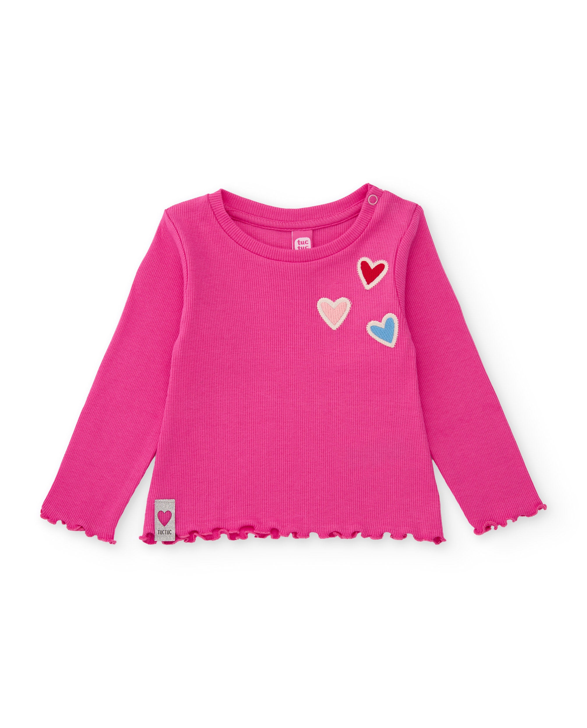 Camiseta de niña de punto con manga larga y volantes