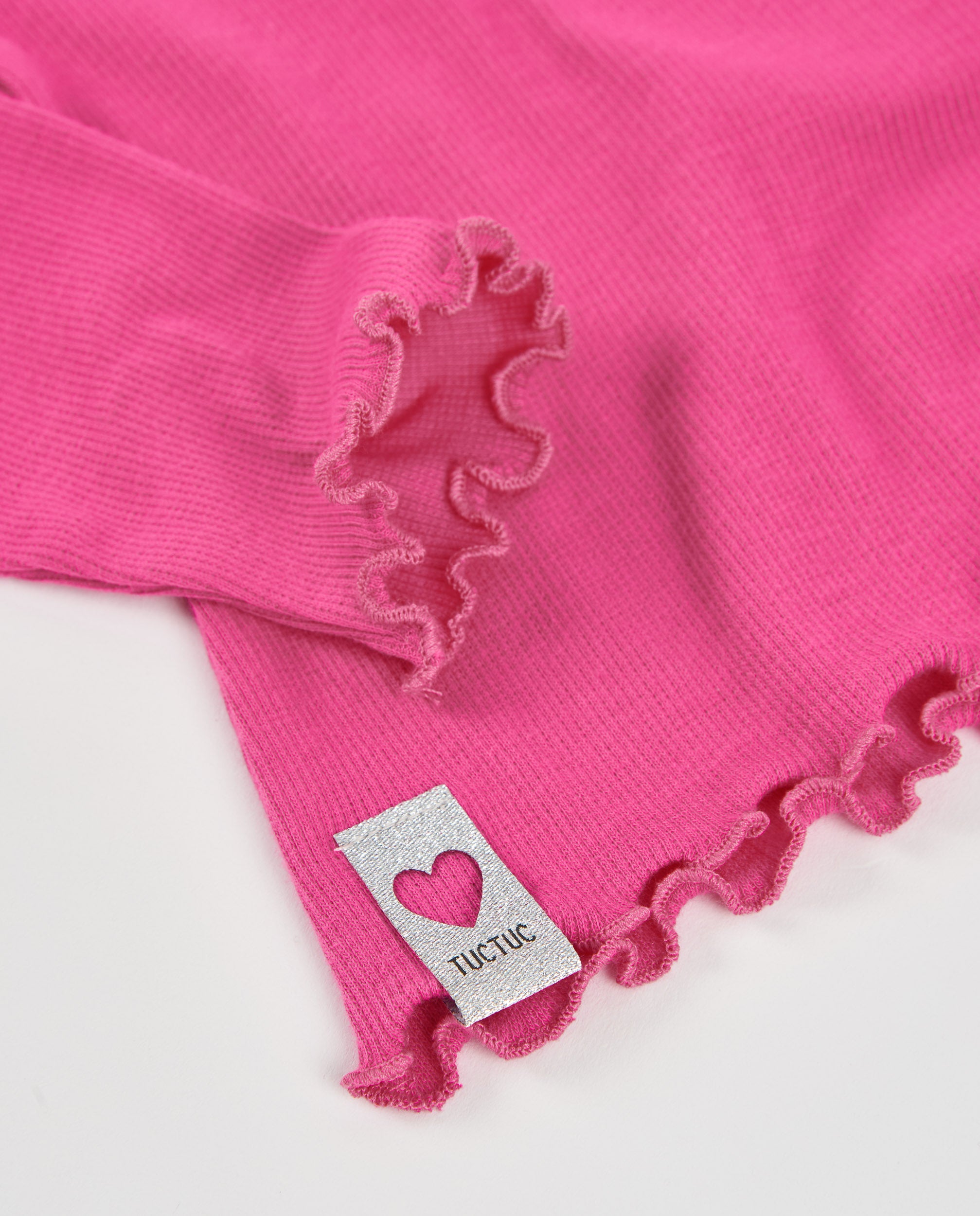 Camiseta de niña de punto con manga larga y volantes