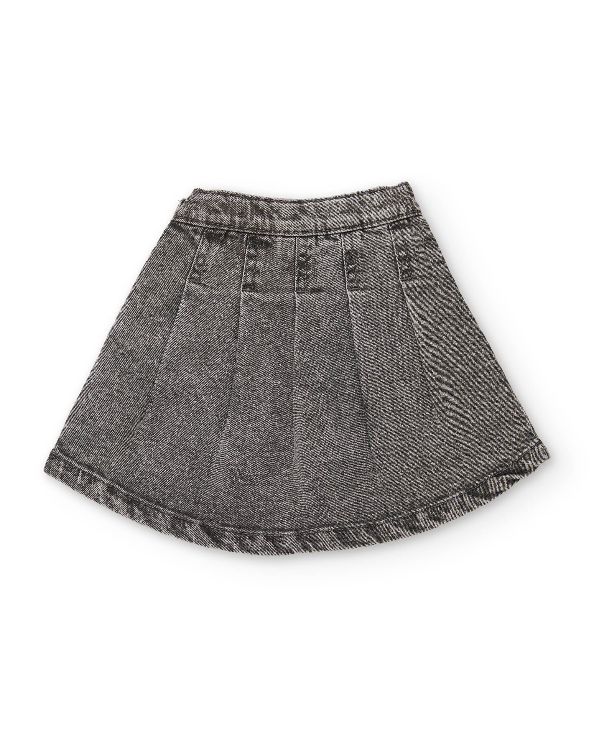 Falda de niña de denim con bordado de corazones