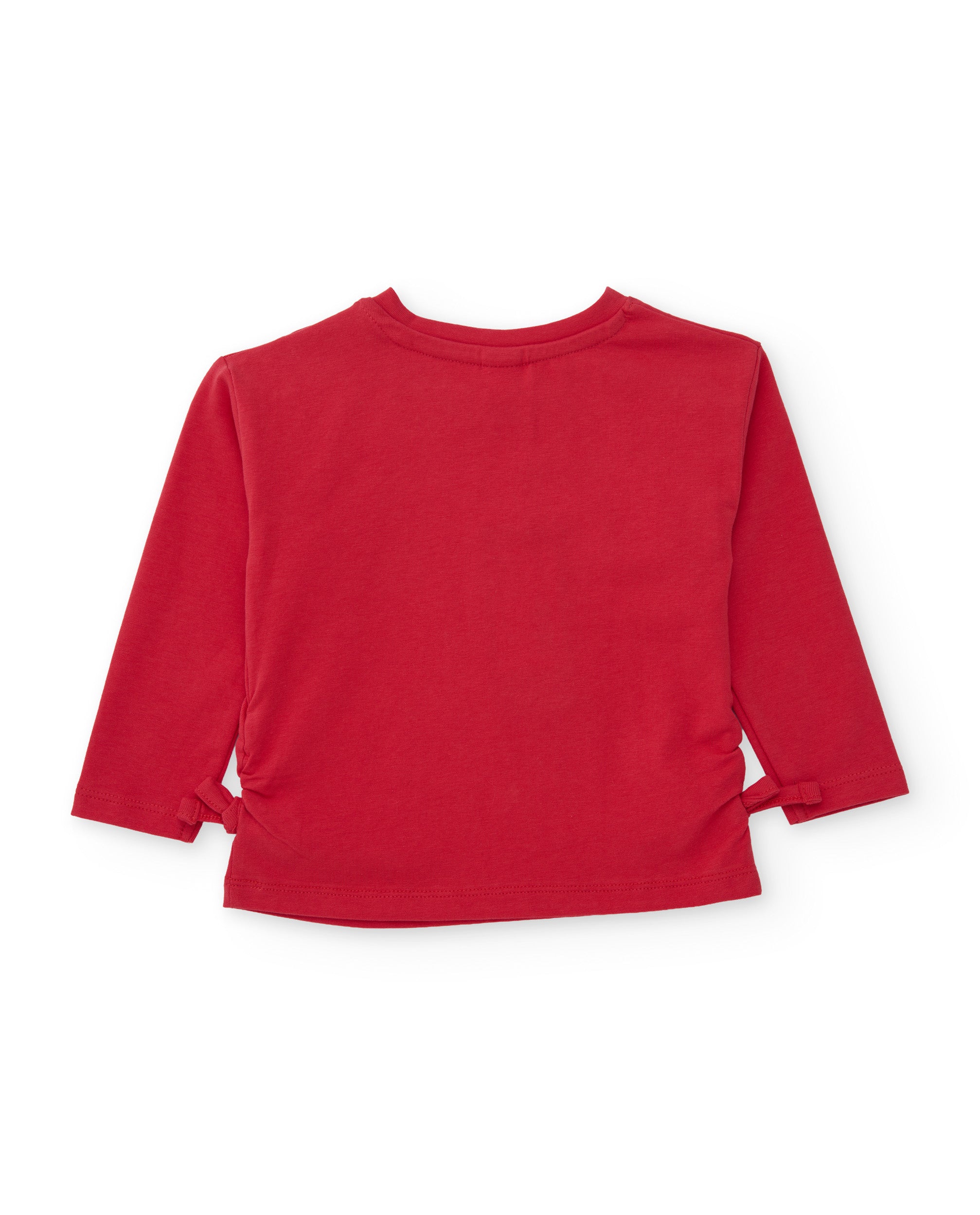 Camiseta de niña de punto con diseño de corazones y lazos