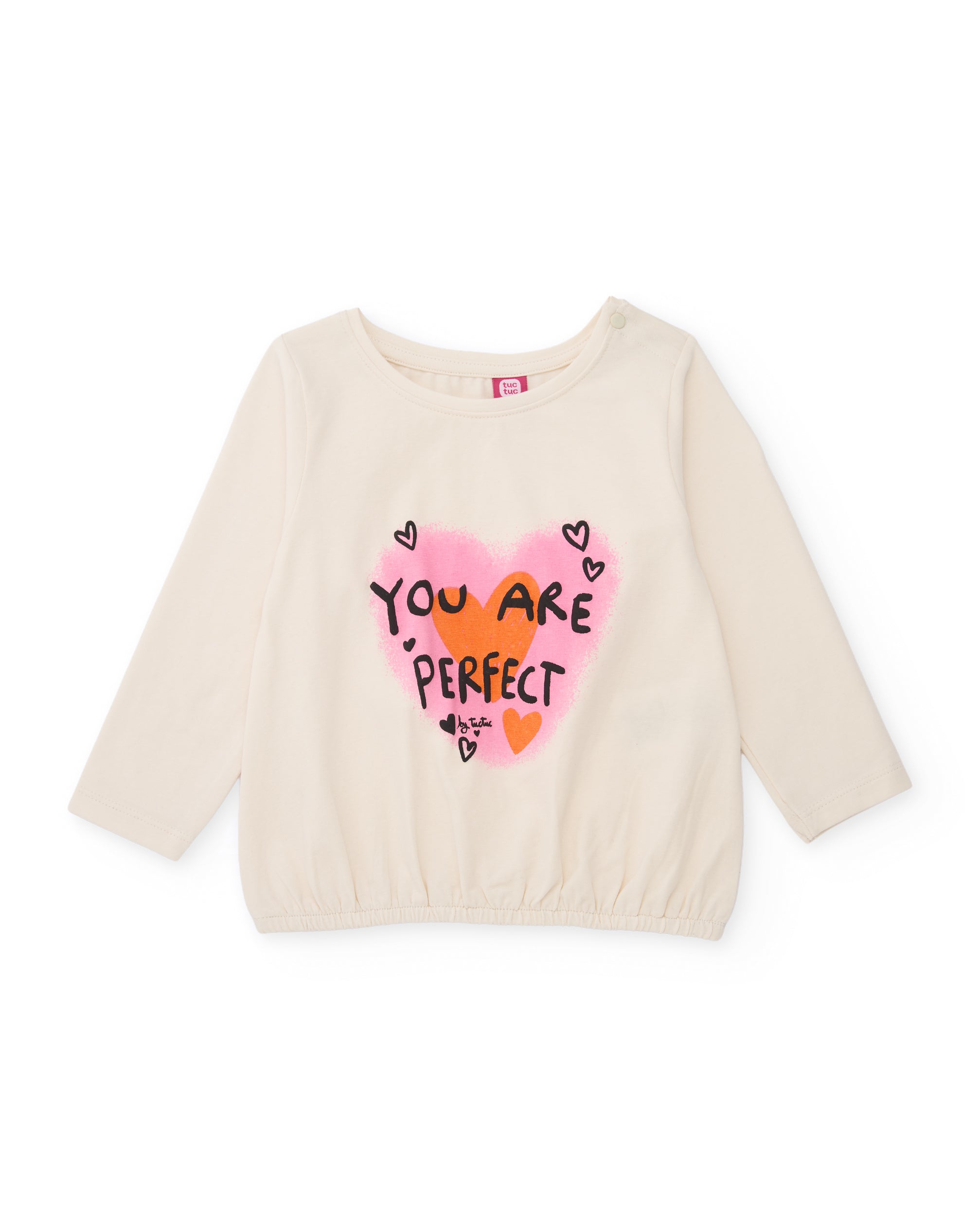 Camiseta de niña de punto con estampado central y mensaje alegre