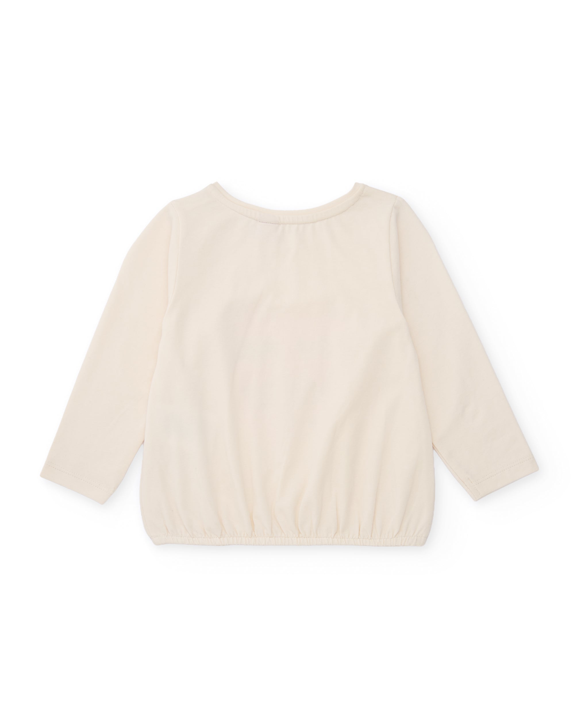 Camiseta de niña de punto con estampado central y mensaje alegre