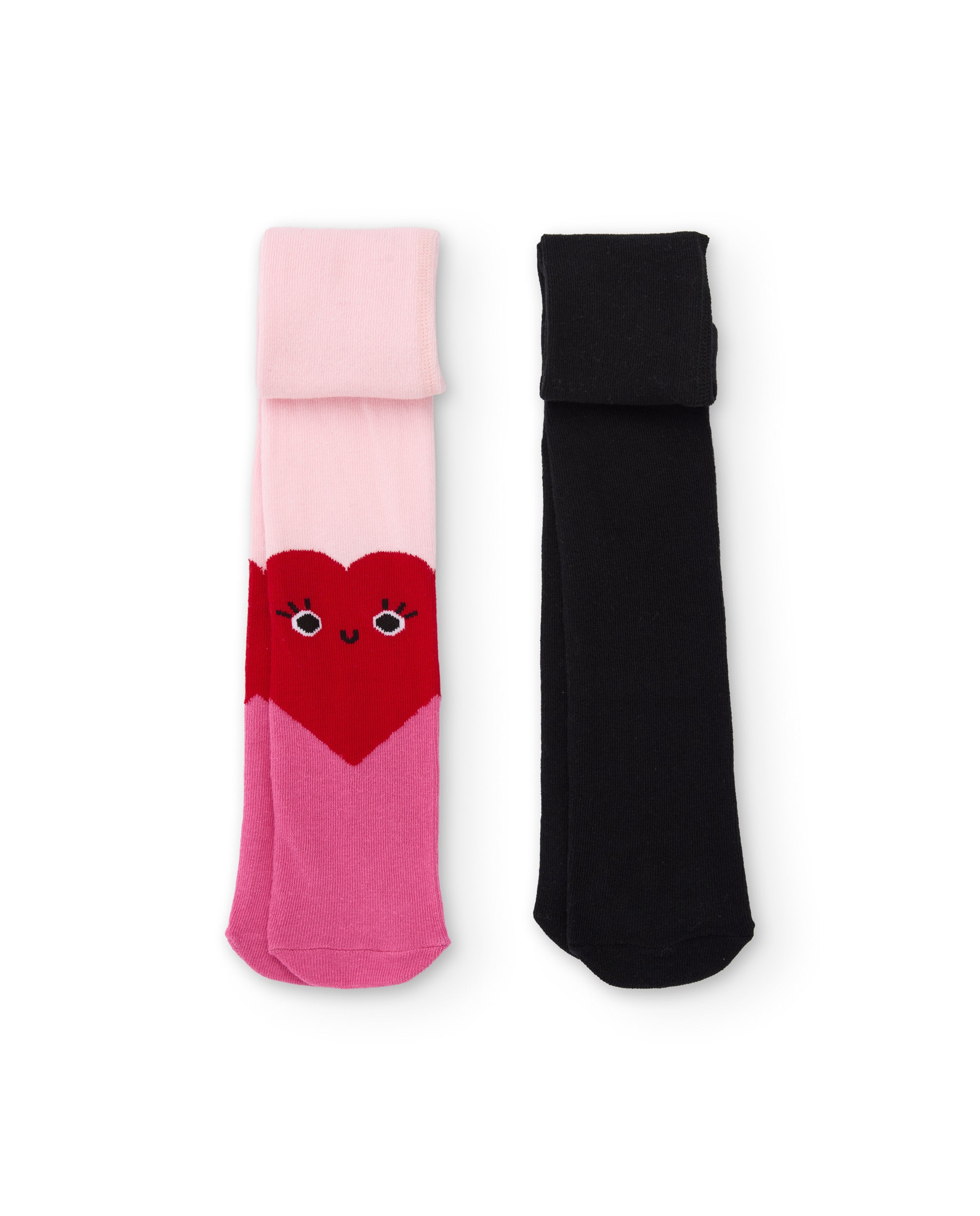 Leotardos de niña de punto con diseño de corazón y tejido elástico