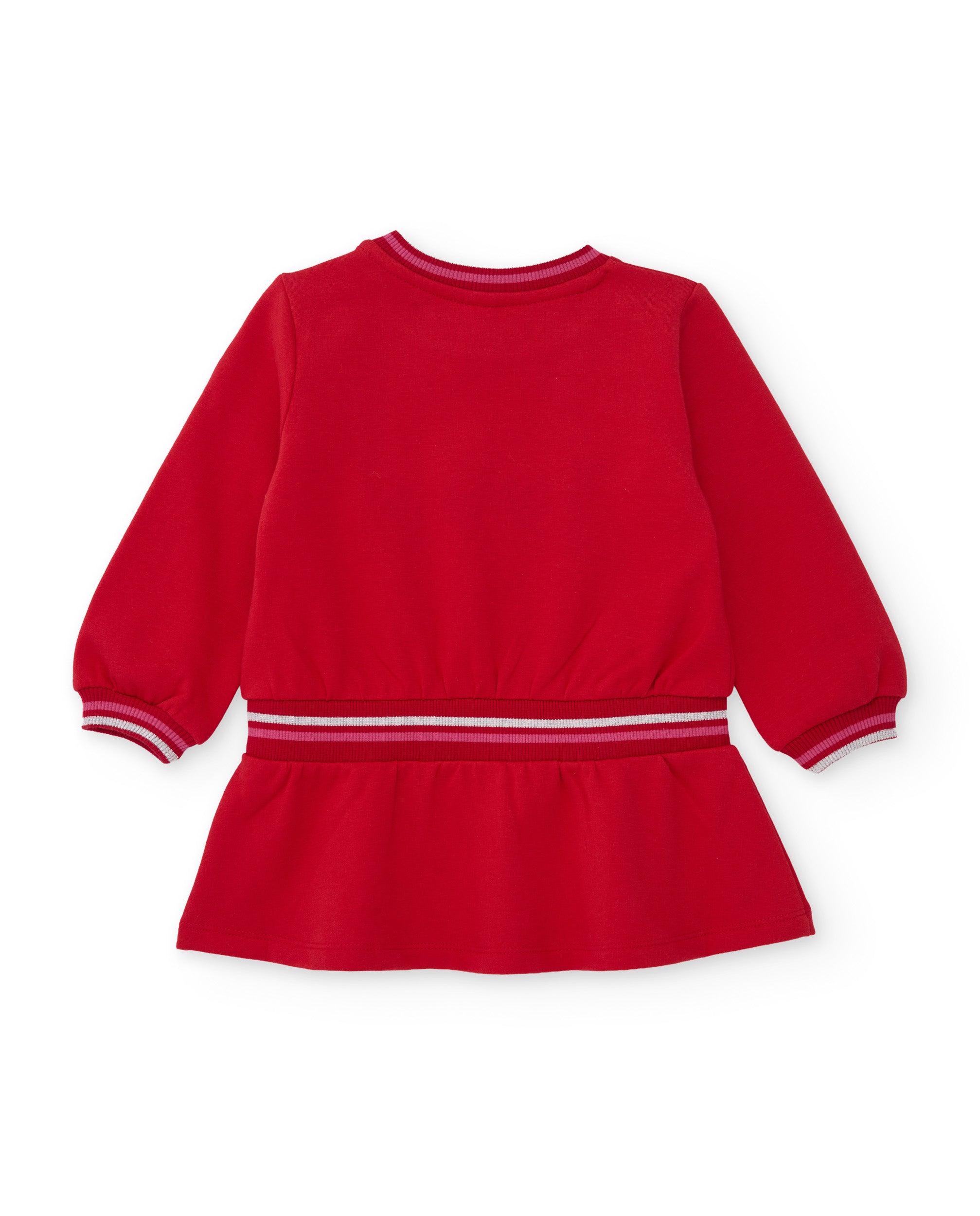 Vestido de niña de felpa con volantes en el bajo y estampado