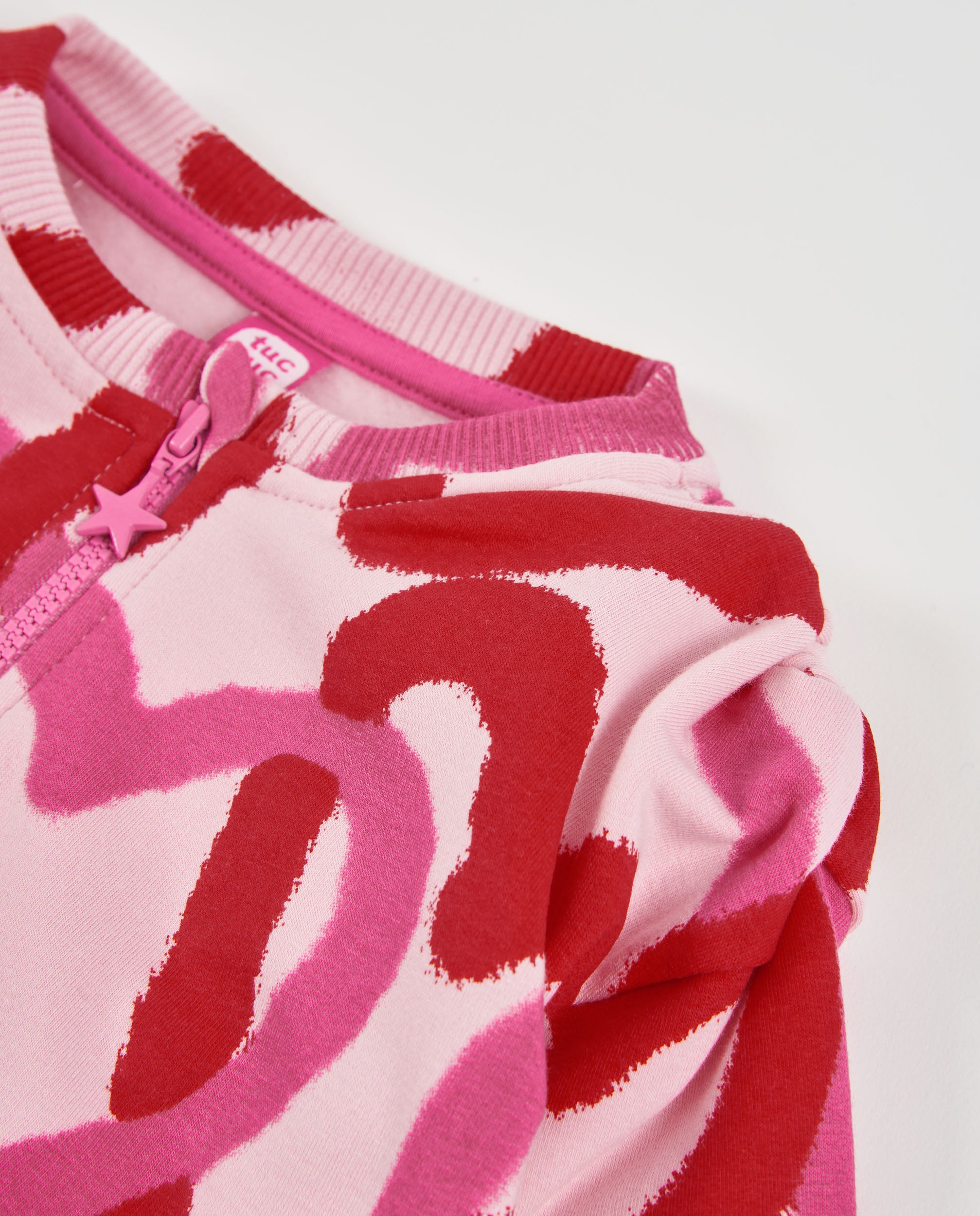 Sudadera de niña de felpa con cremallera y estampado de corazones