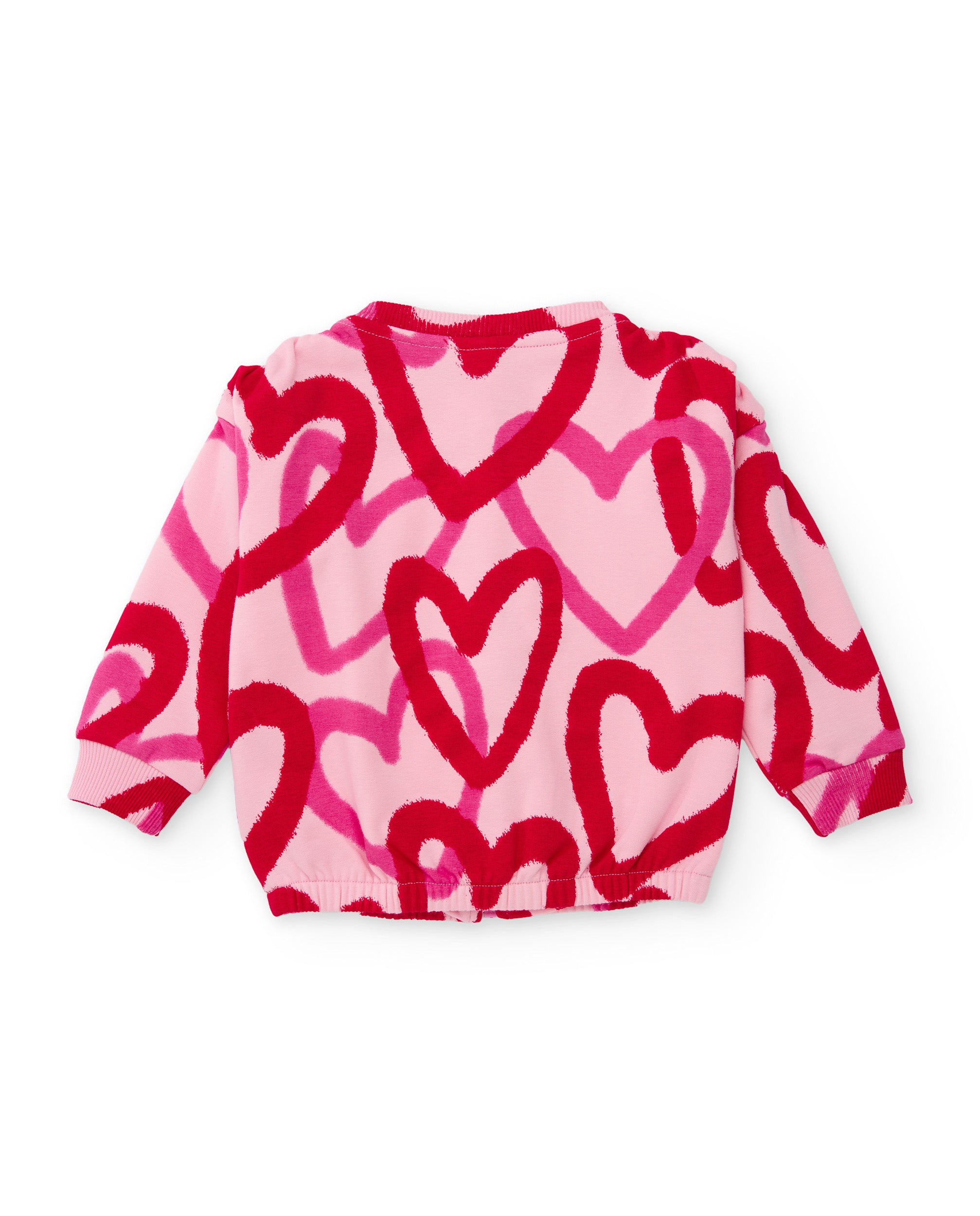 Conjunto de niña de felpa con sudadera de cremallera y diseño de corazones