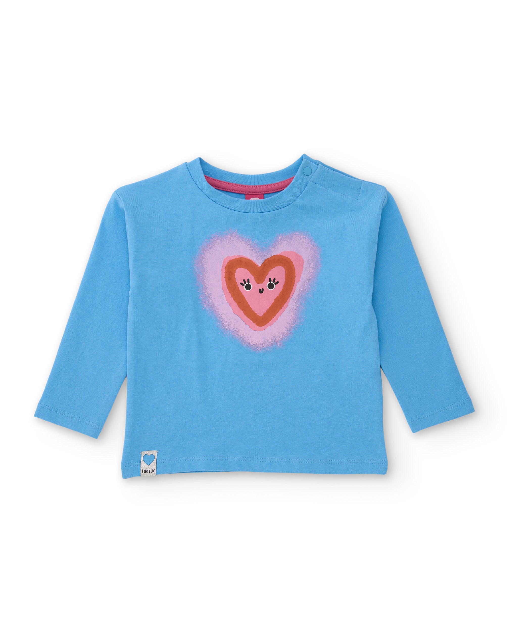 Camiseta de niña de punto con diseño de corazón y manga larga