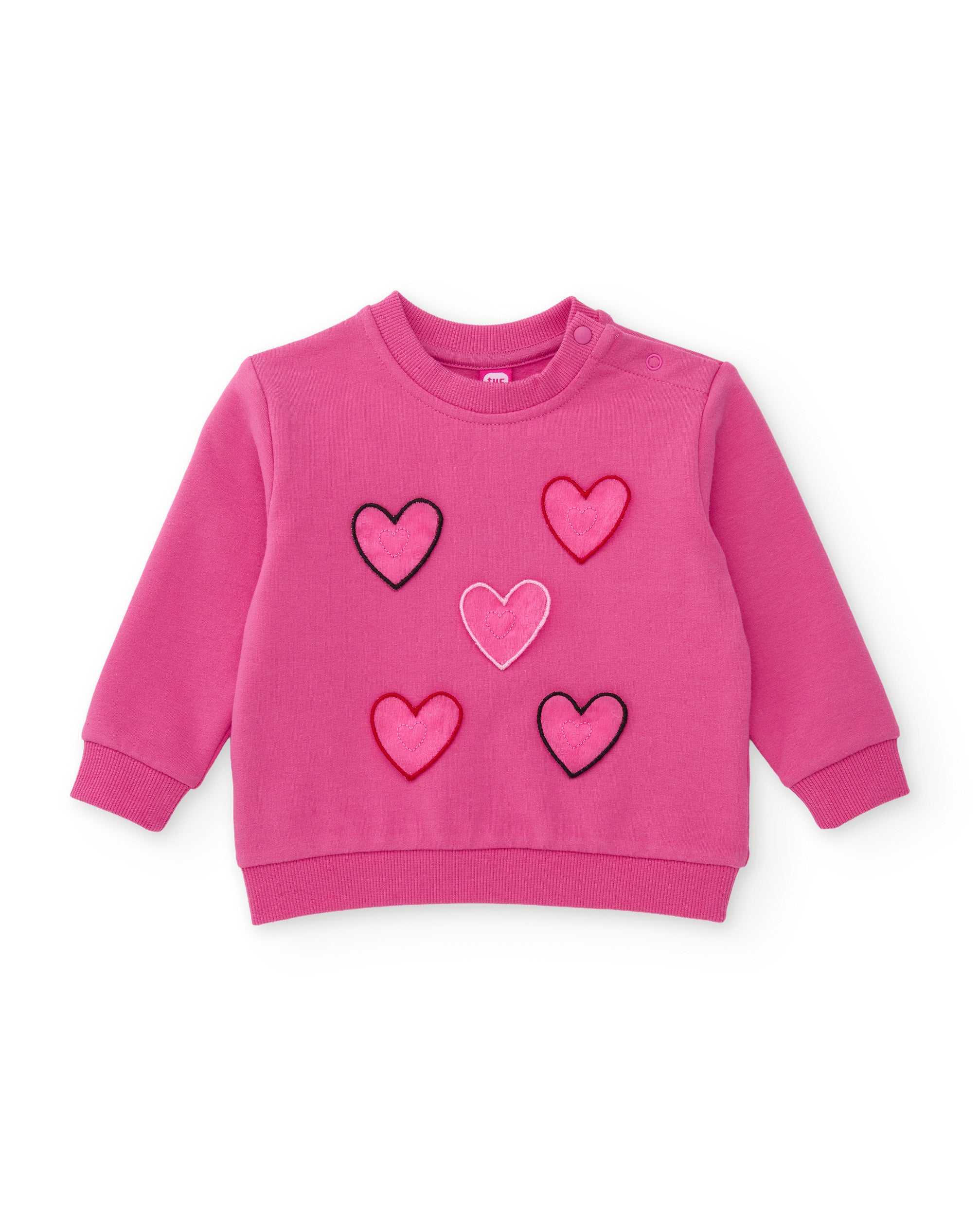 Sudadera de niña de felpa con corazones bordados y tejido cálido