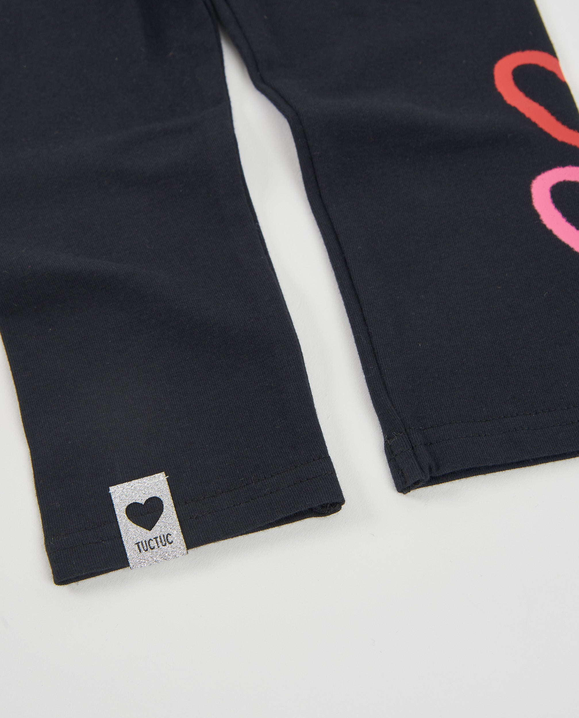 Legging de niña de felpa con estampado de corazón y tejido elástico