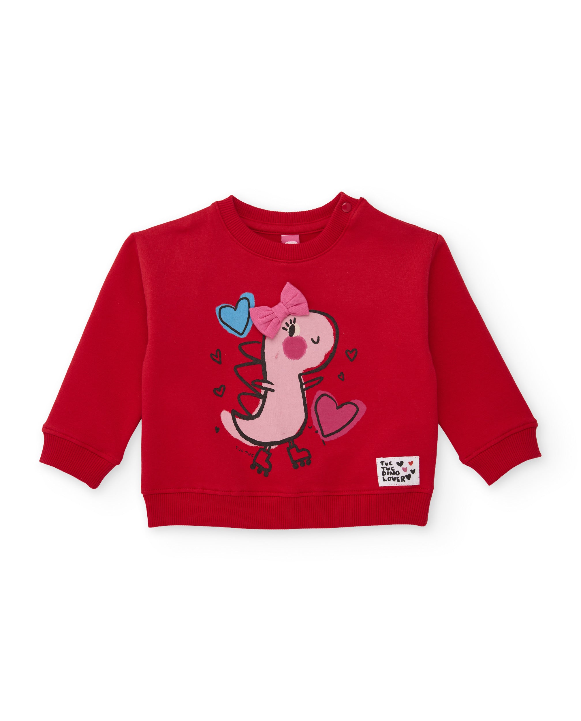 Sudadera de niña de felpa con estampado de dinosaurio y tejido cálido