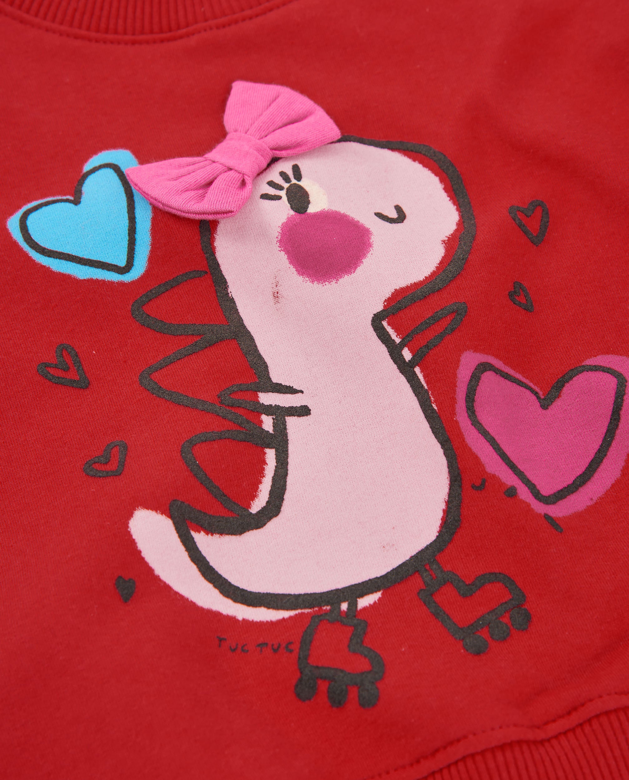Sudadera de niña de felpa con estampado de dinosaurio y tejido cálido