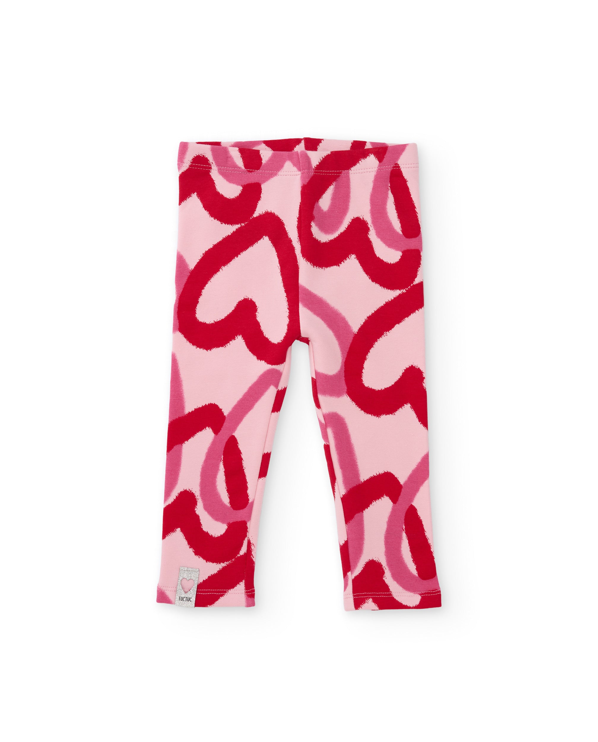 Legging de niña de felpa con estampado de corazones y ajuste cómodo