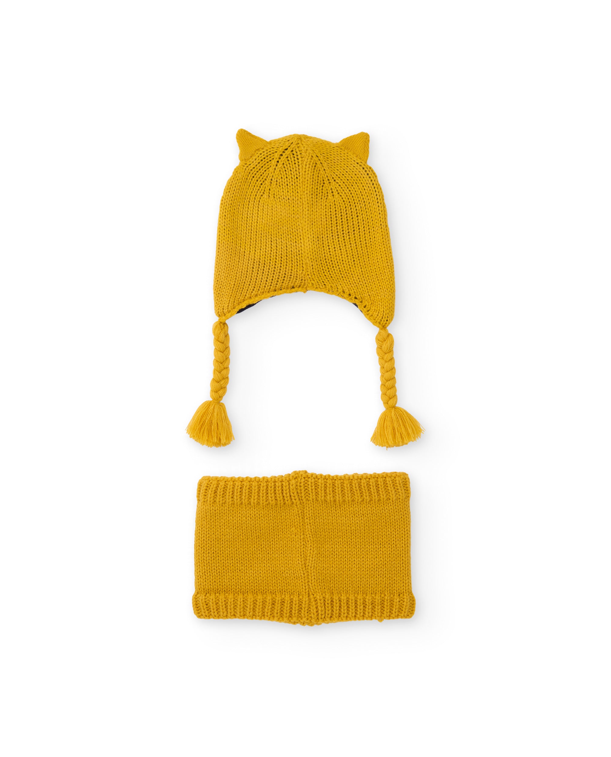 Set de niño de tricot con gorro y braga de cuello de diseño de tigre