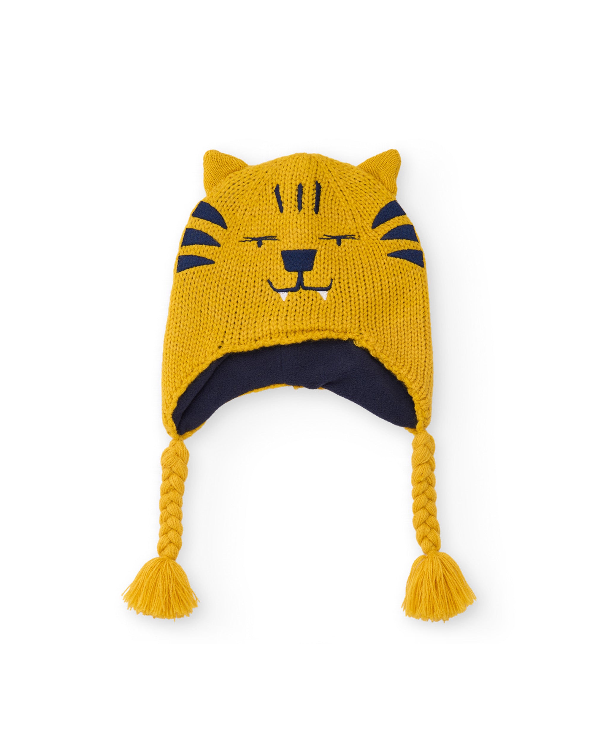Gorro de niño de tricot con orejas y diseño de tigre