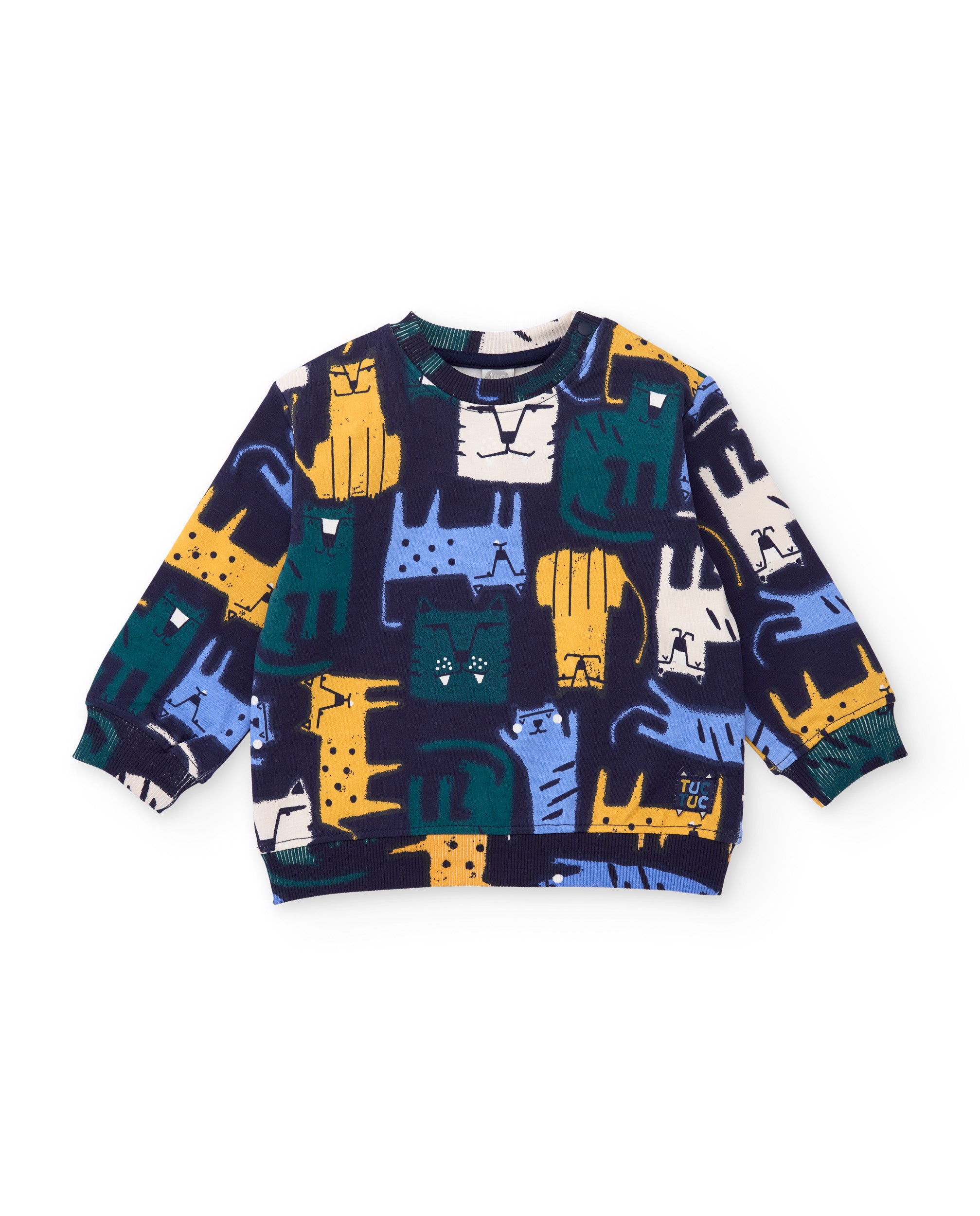 Conjunto de niño de felpa con sudadera de diseño de tigres y pantalón a juego