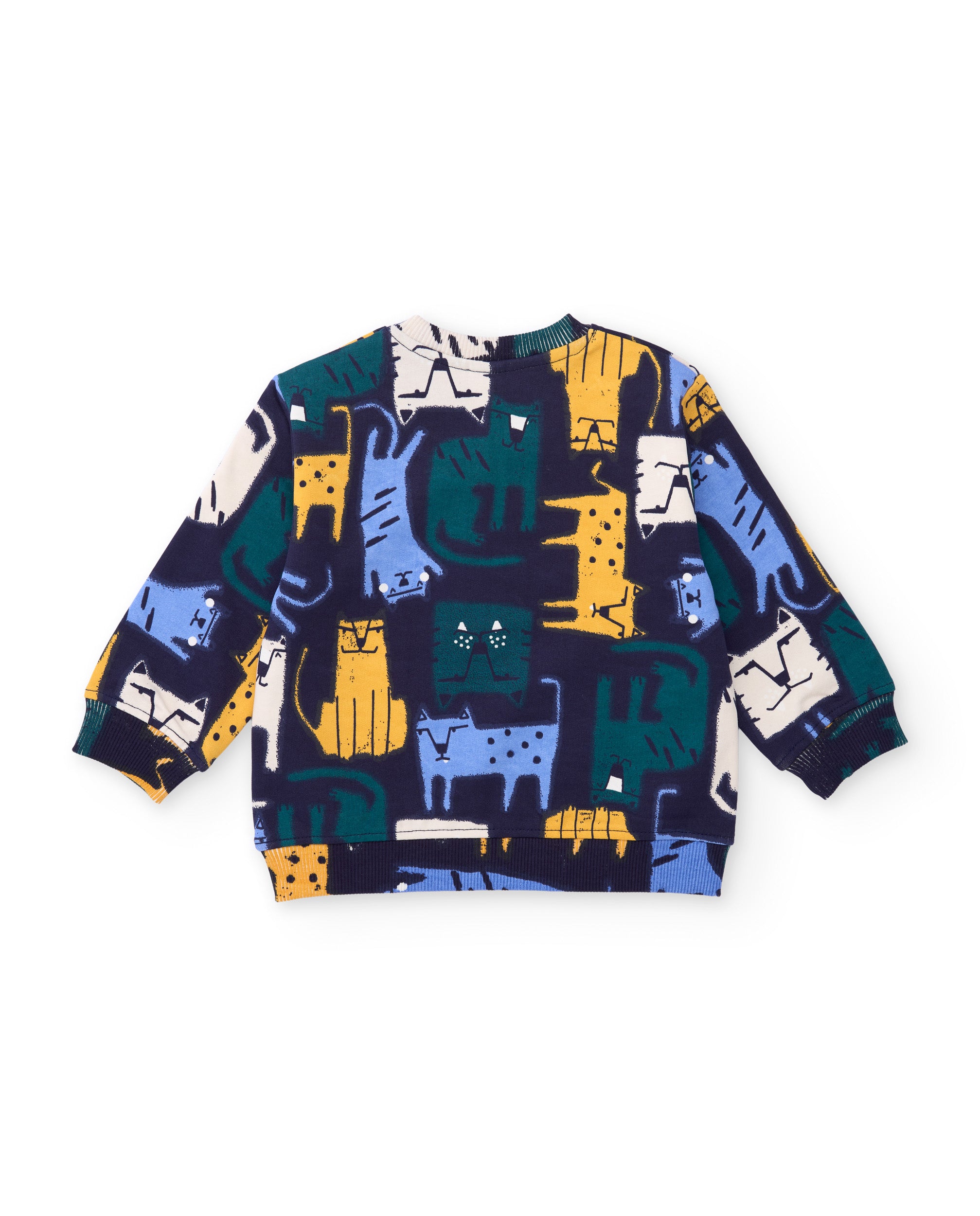 Conjunto de niño de felpa con sudadera de diseño de tigres y pantalón a juego