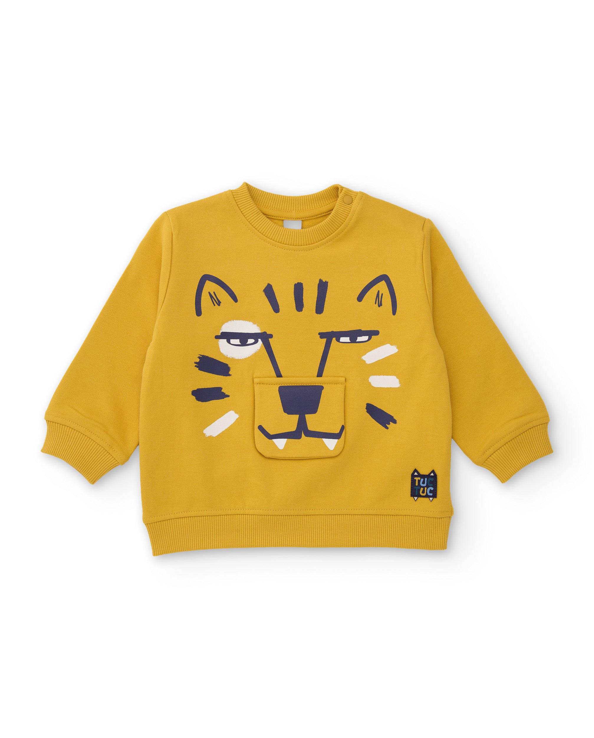 Sudadera de niño de felpa con diseño tigre y aplique divertido