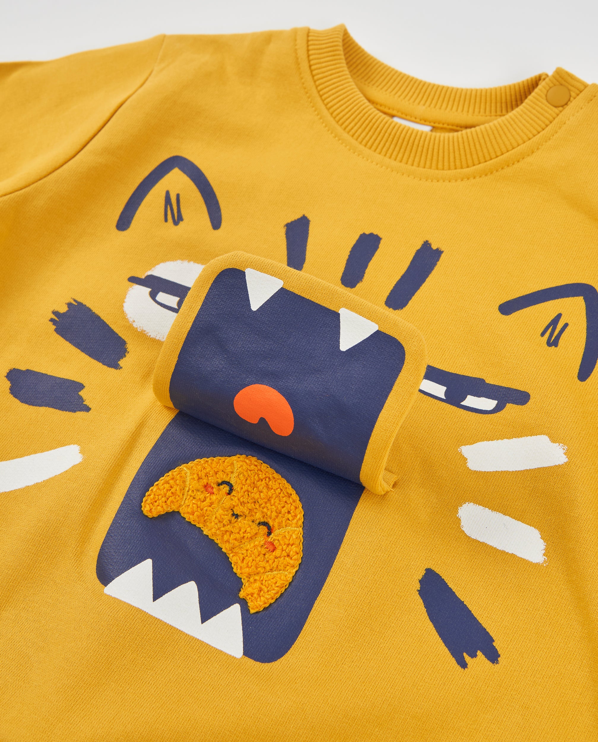 Sudadera de niño de felpa con diseño tigre y aplique divertido
