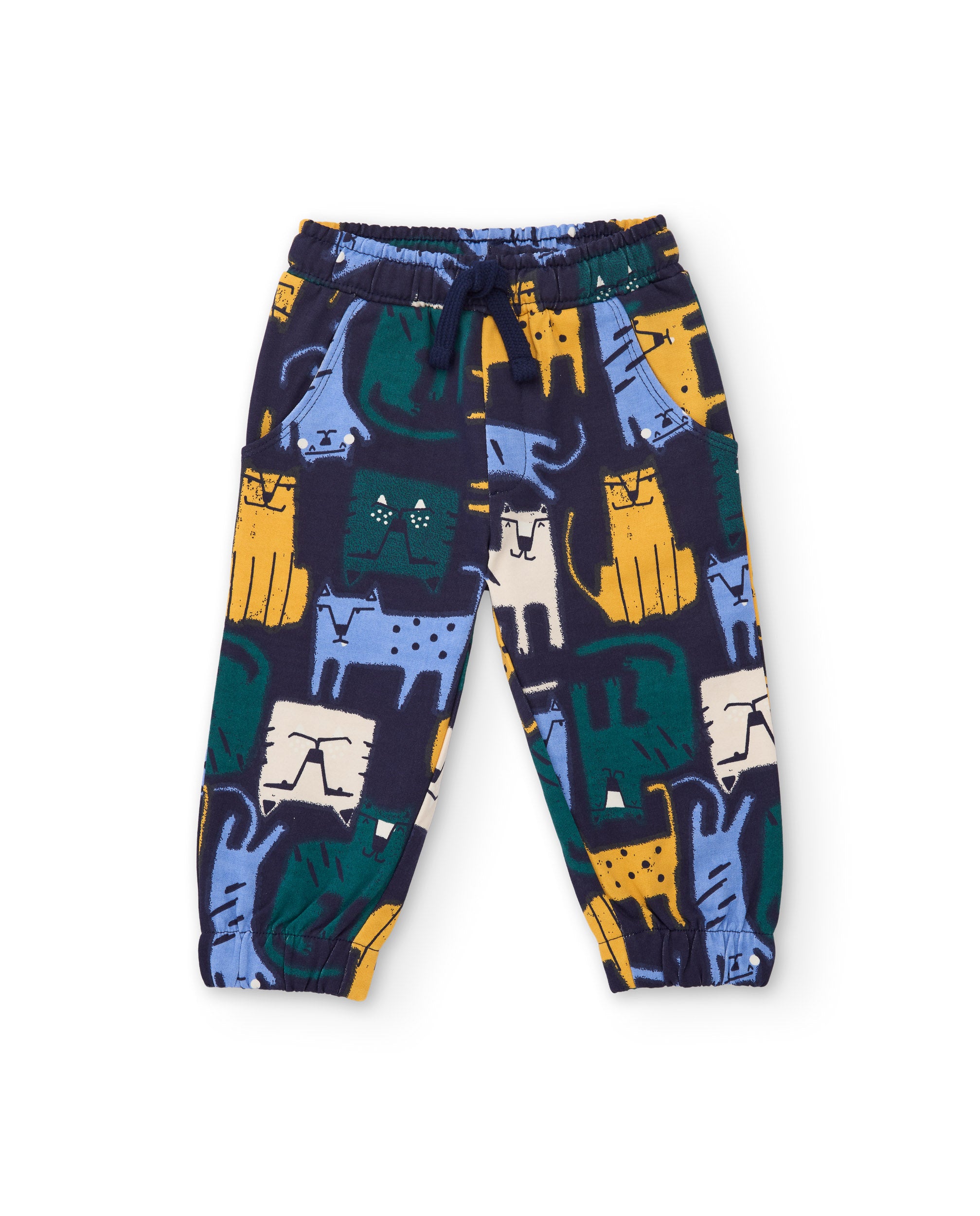 Pantalón de niño de felpa con estampado de animales y colores vivos