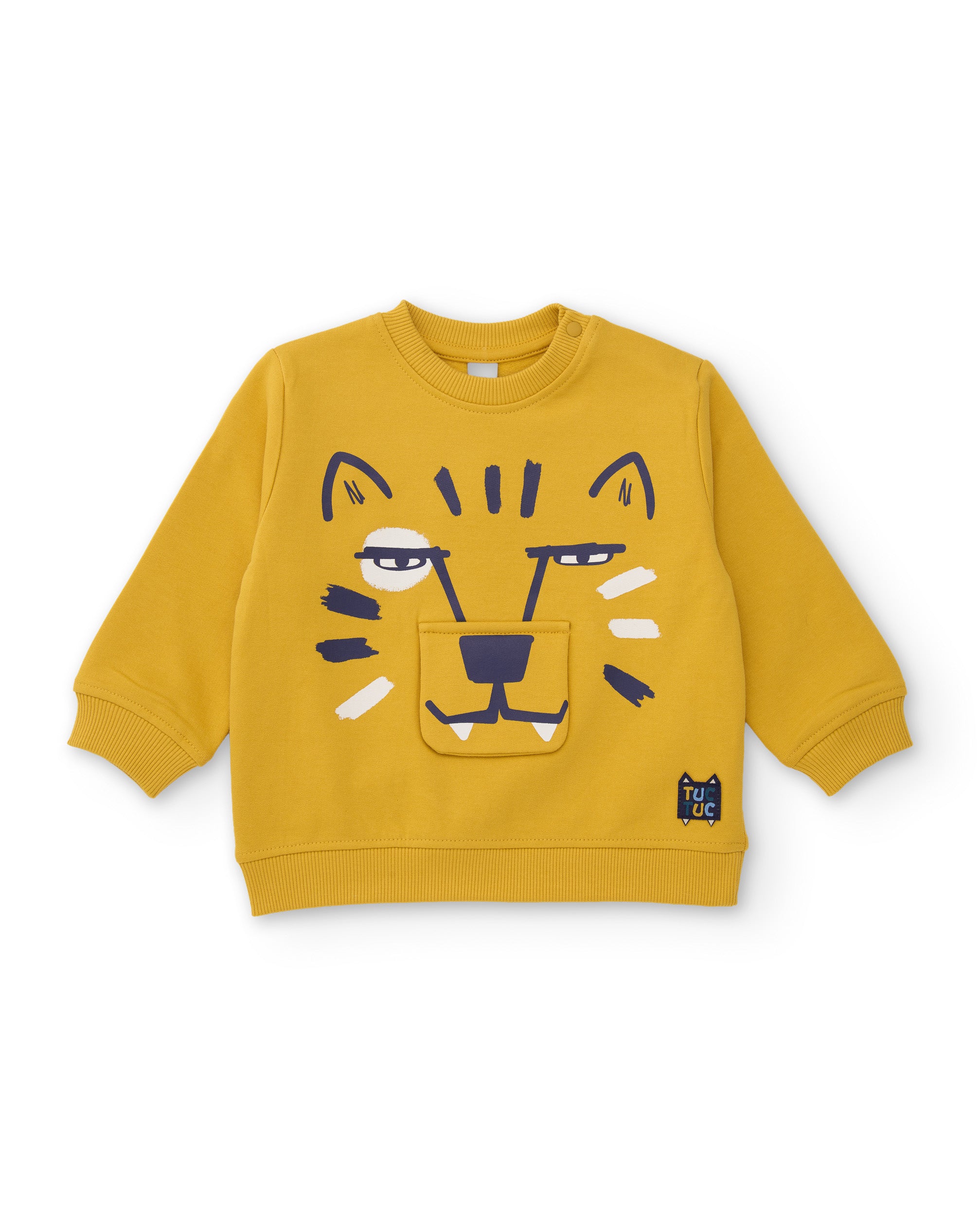 Conjunto de niño de felpa con sudadera de diseño de tigre y pantalón a juego