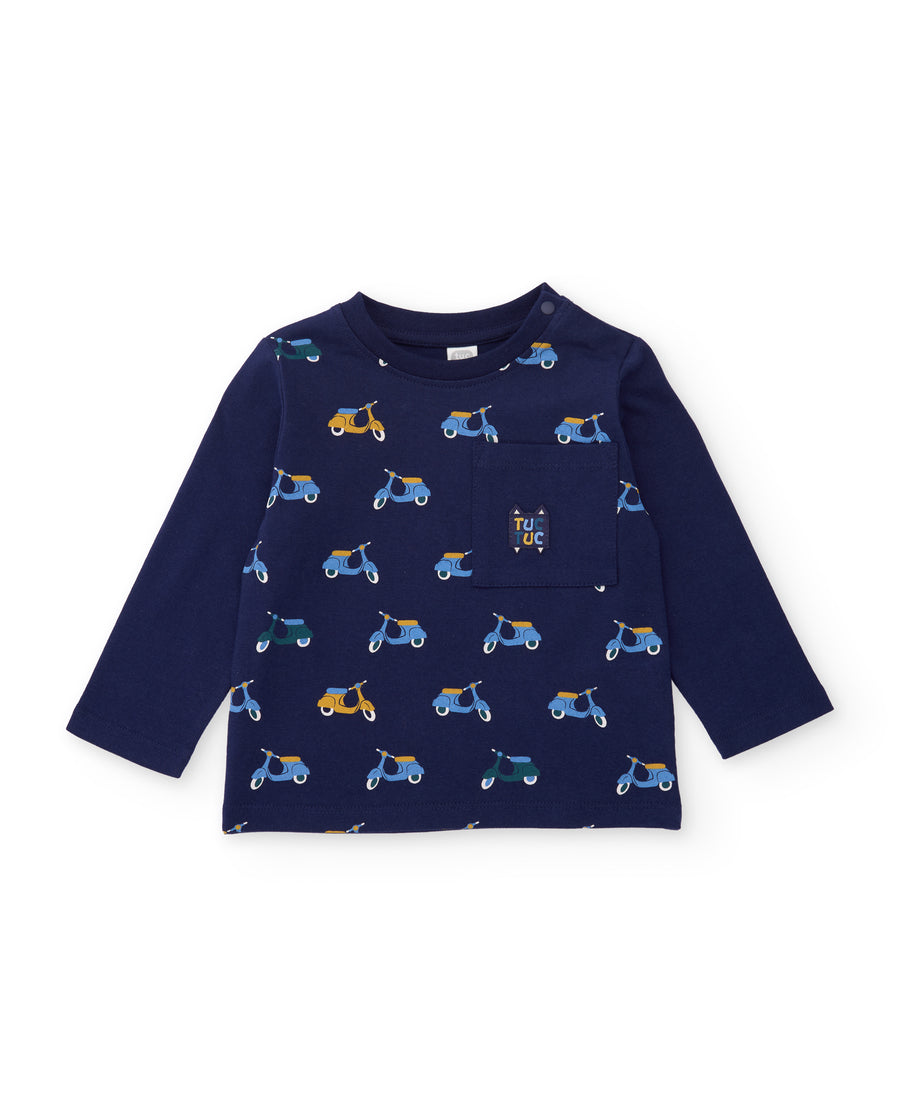 Camiseta de niño de punto con manga larga y estampado lúdico