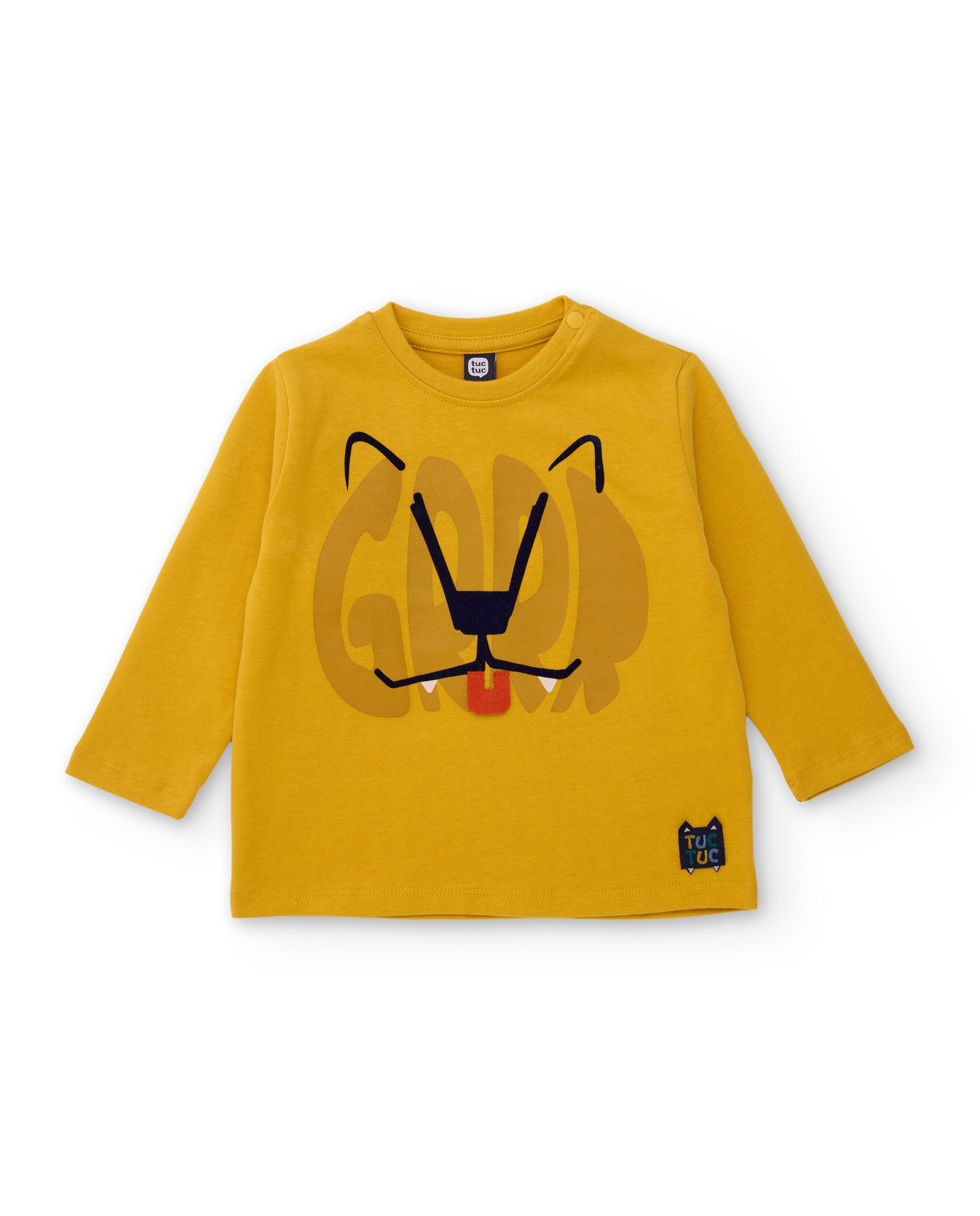Camiseta de niño de punto con print de tigre y manga larga