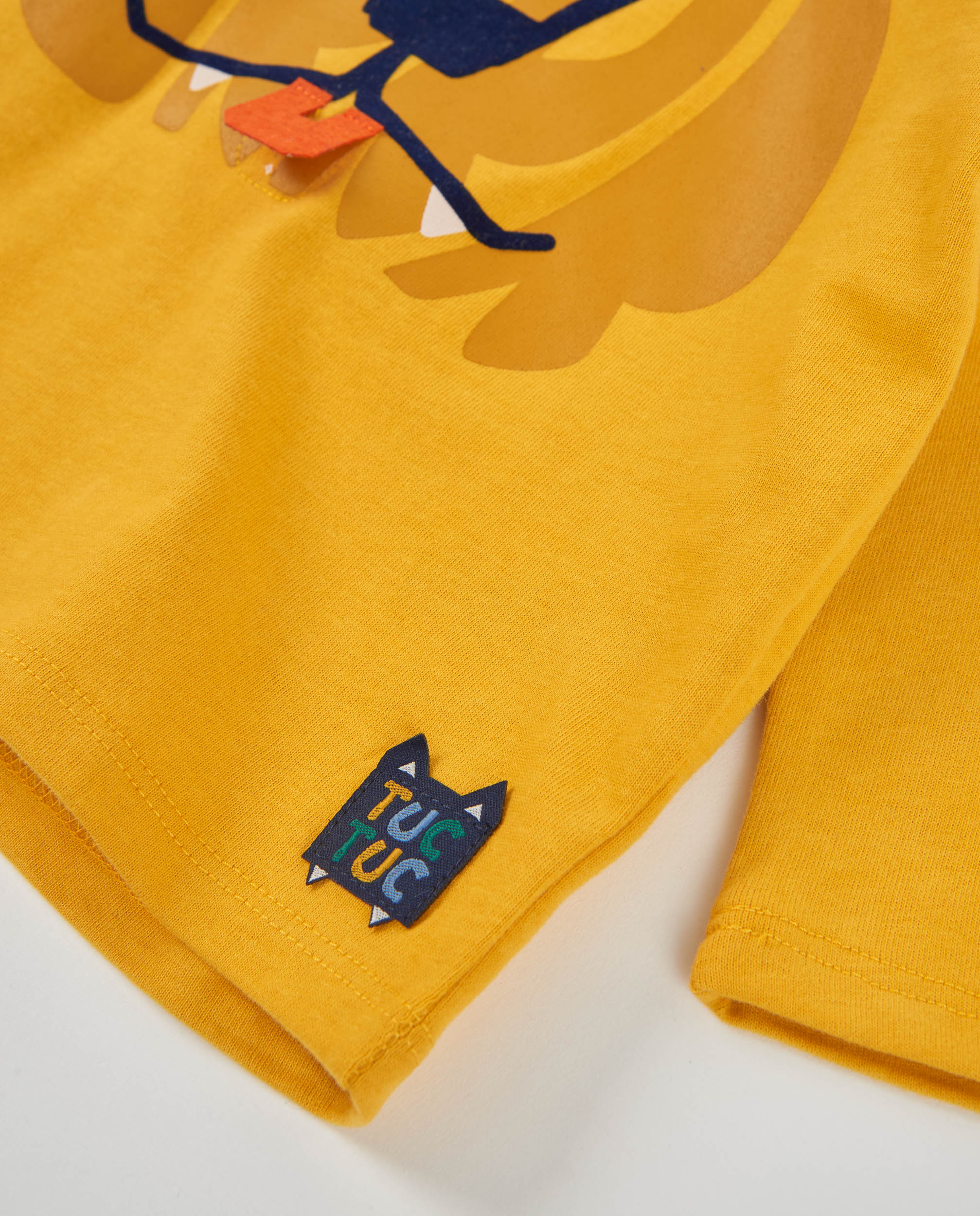 Camiseta de niño de punto con print de tigre y manga larga