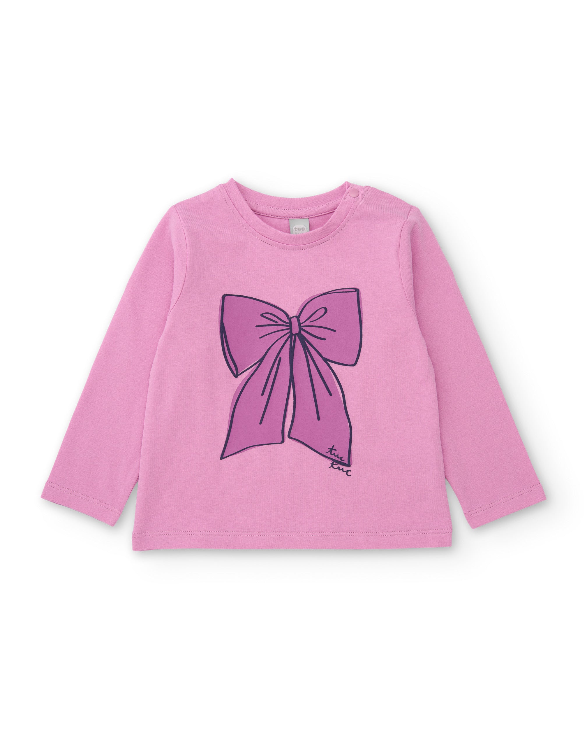 Camiseta de niña de punto con detalle de lazo y gráfico divertido