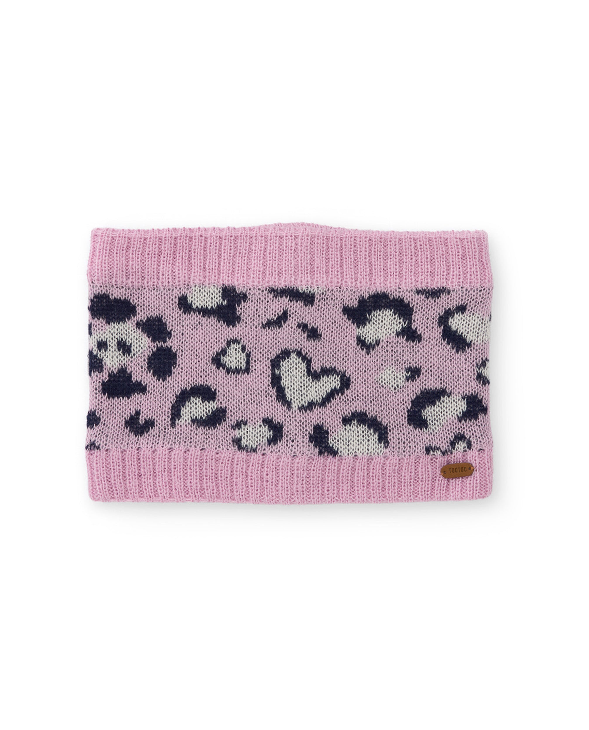 Braga de cuello de niña de tricot con estampado animal print y tacto suave