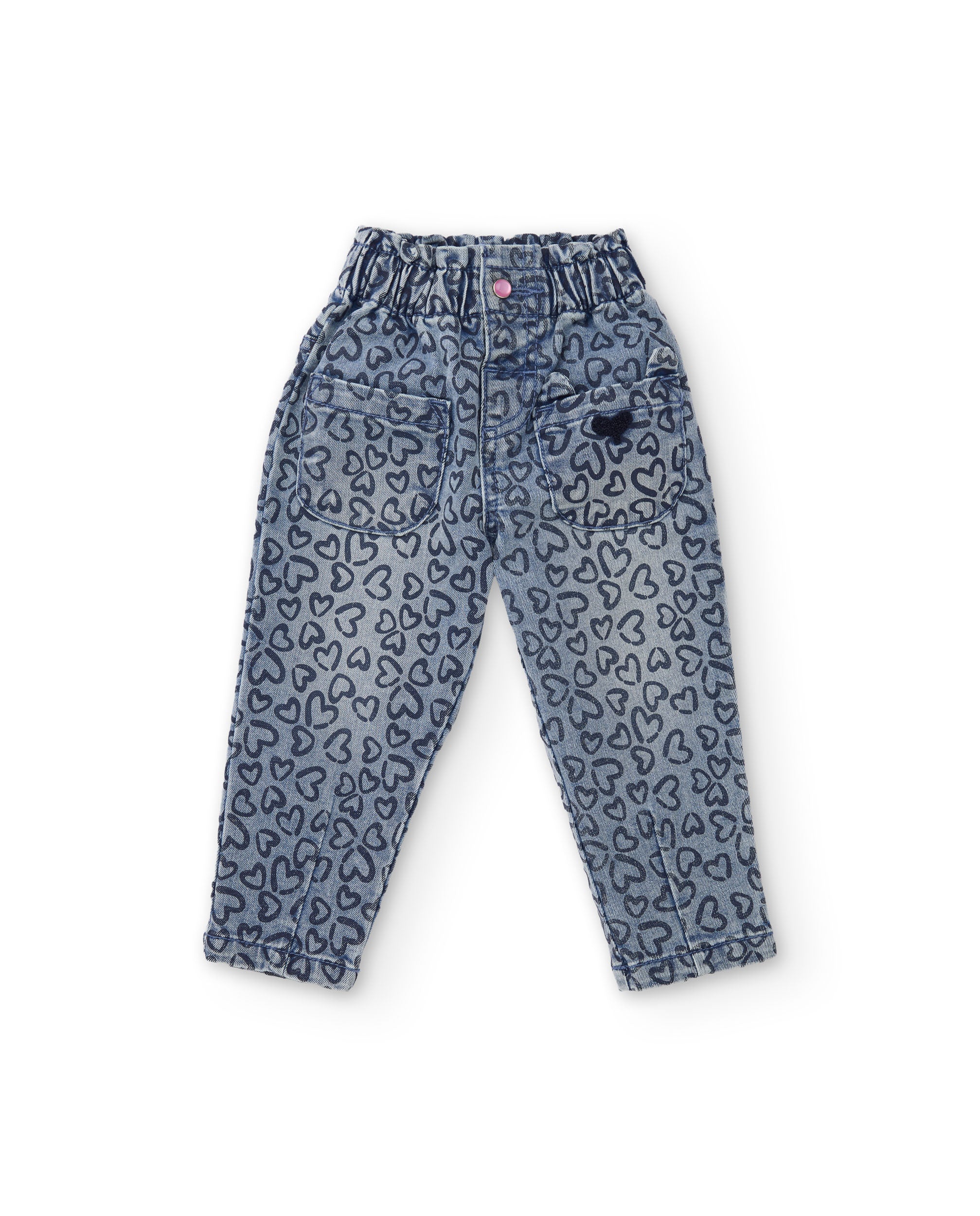 Vaquero de niña con estampado de corazones y tejido suave