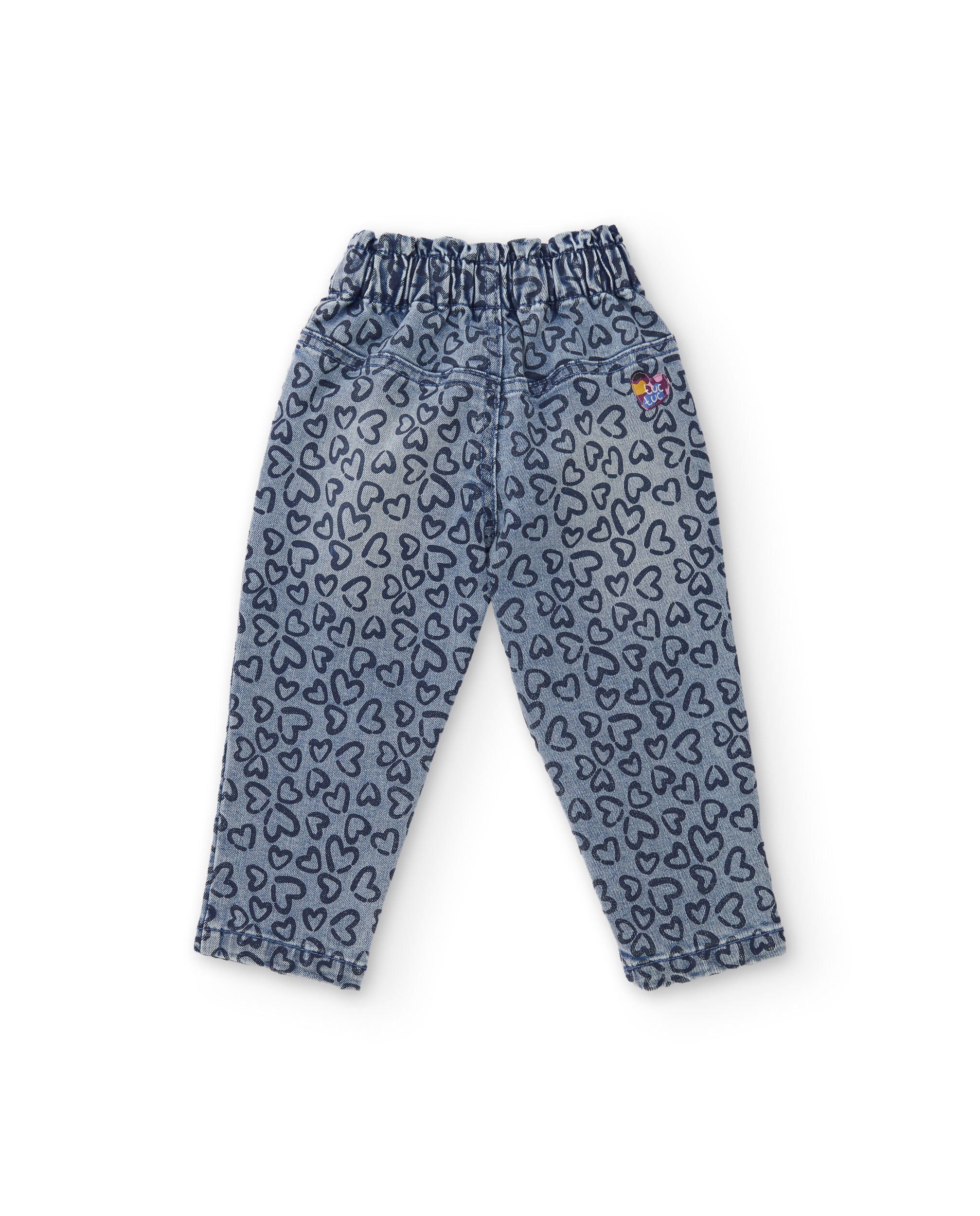 Vaquero de niña con estampado de corazones y tejido suave