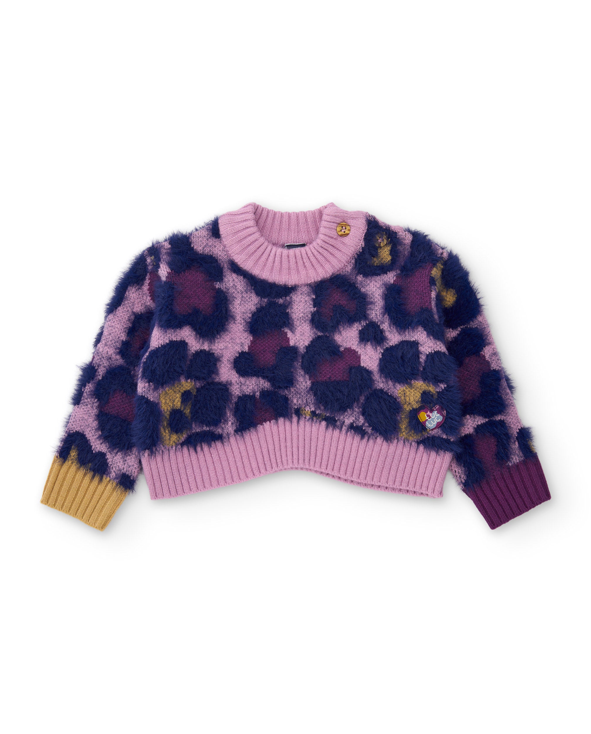 Jersey de niña de tricot con estampado animal print y tejido cálido