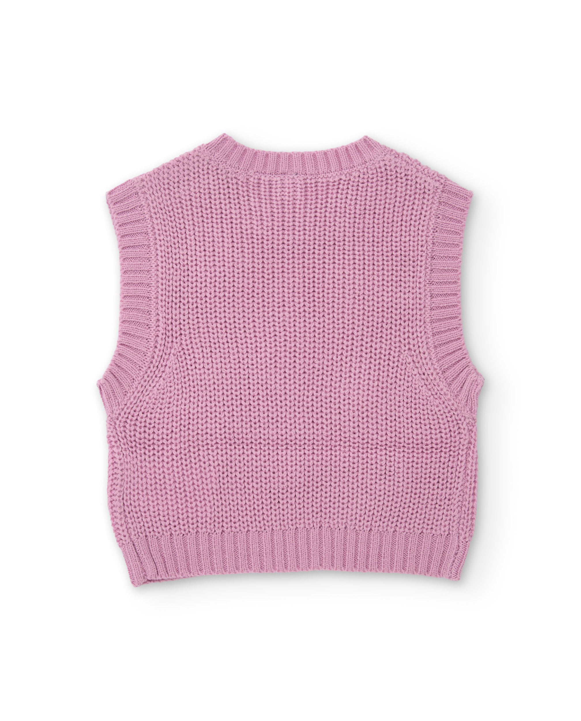 Chaleco de niña de tricot con corazones y tejido cálido